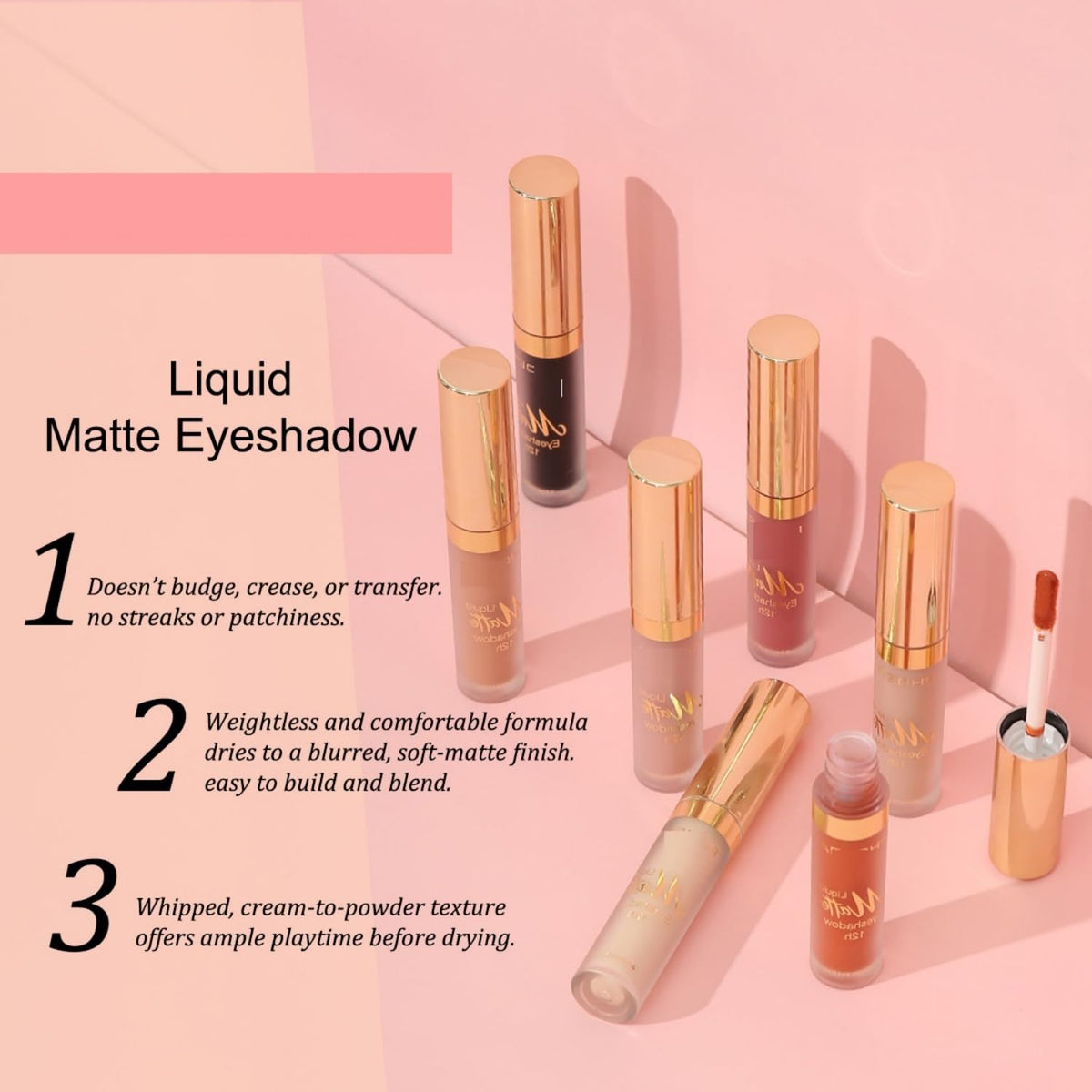 MAEPEOR Matte Liquid Eyeshadow 10 Colors Naked Smooth Creamy Eyeshadow Long Lasting and Waterproof