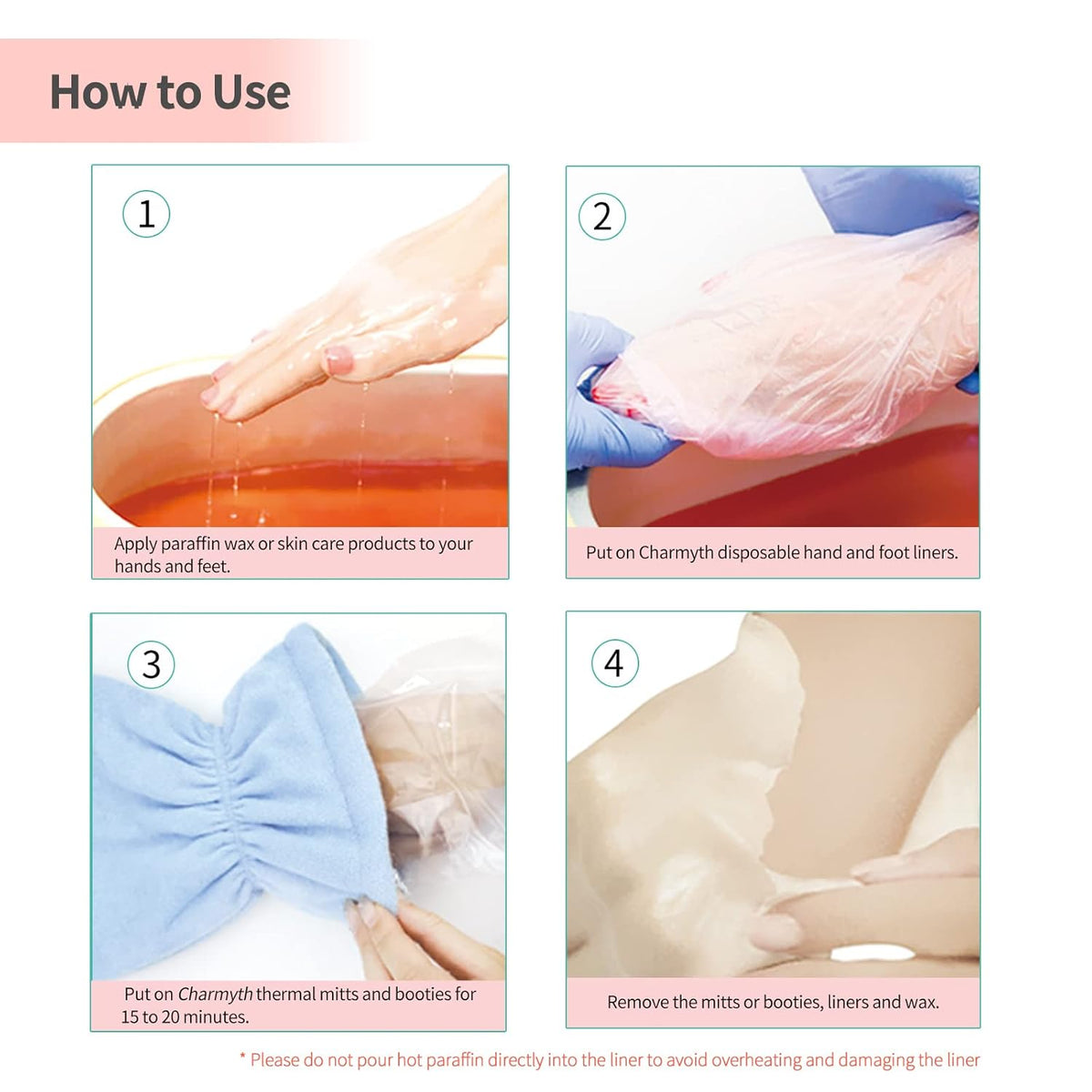 Liners Hand or Foot Disposable Thermal Heated Mitt Liners Paraffin Bath Treatments Bags Plastic