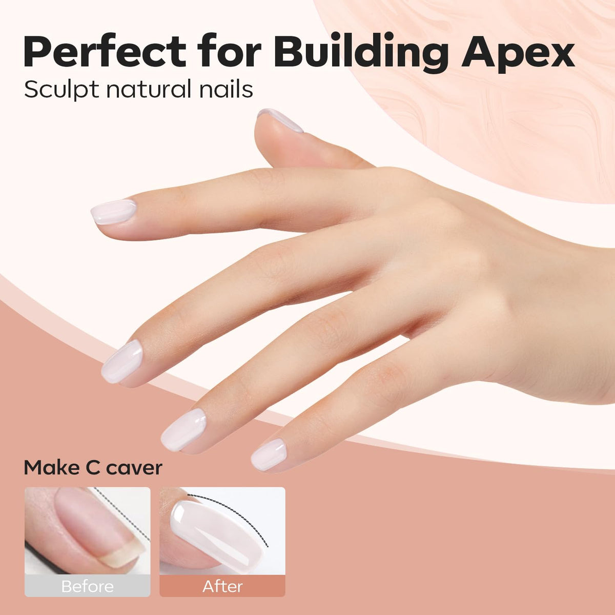 modelones Builder Nail Gel, Milky White Builder for Nail Thickening, 8-in-One LED Lamp Cured