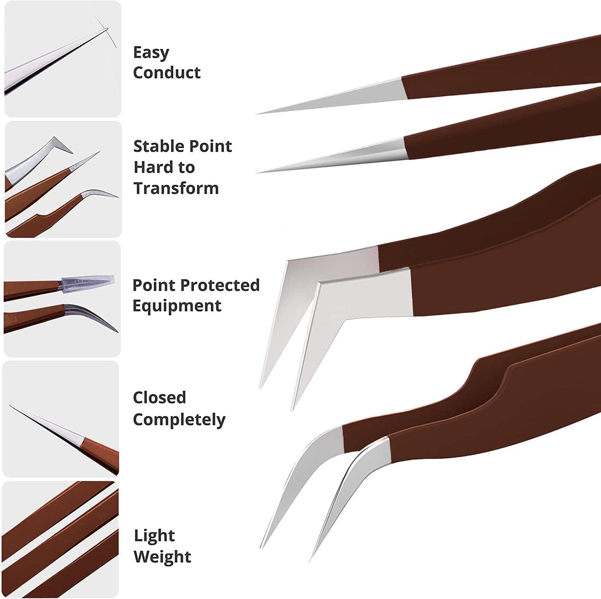 SIVOTE Lash Tweezers for Eyelash Extensions for Volume, Isolation & Classic Lashes, 3 Pack