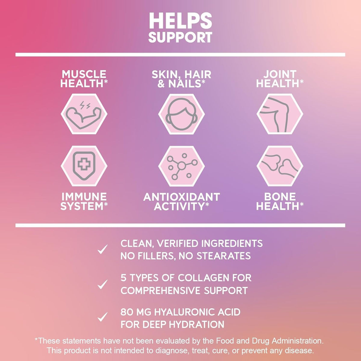BioEmblem Beauty Collagen - 11G Hydrolyzed Multi-Collagen Peptides, Hyaluronic Acid, Vitamin C &