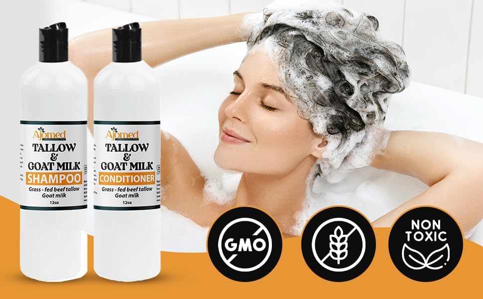 Beef Tallow Conditioner -Unscented Handmade tallow & goat milk conditioner for Damaged hair, all