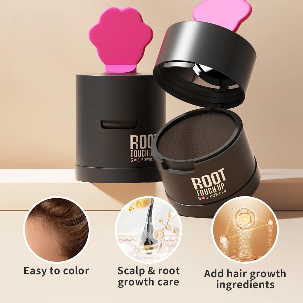 Gowwim Hairline Powder 2.0, Waterproof and Sweatproof Root Touch up Hair Color Temporary Grey Hair