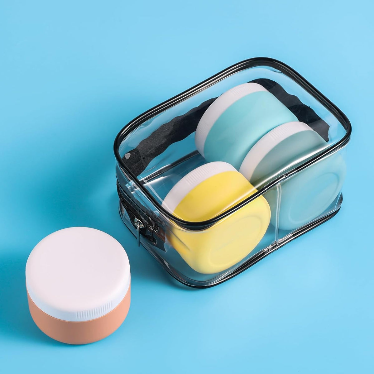 Travel Containers for Toiletries, Silicone Cream Jars BPA-Free, Leak-proof 2oz Travel Size