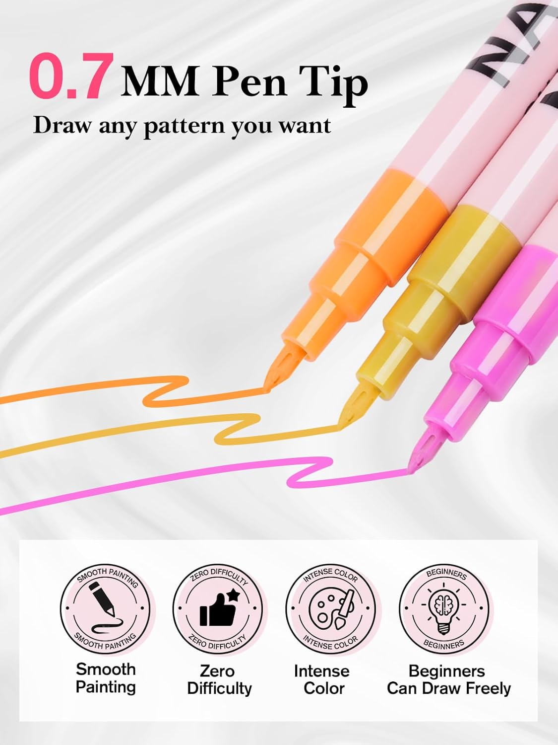 EBANKU 12 Colors Nail Art Pens Set, 3D 0.7MM Nail Polish Pens Quick-Drying Nail Art Acrylic Paint