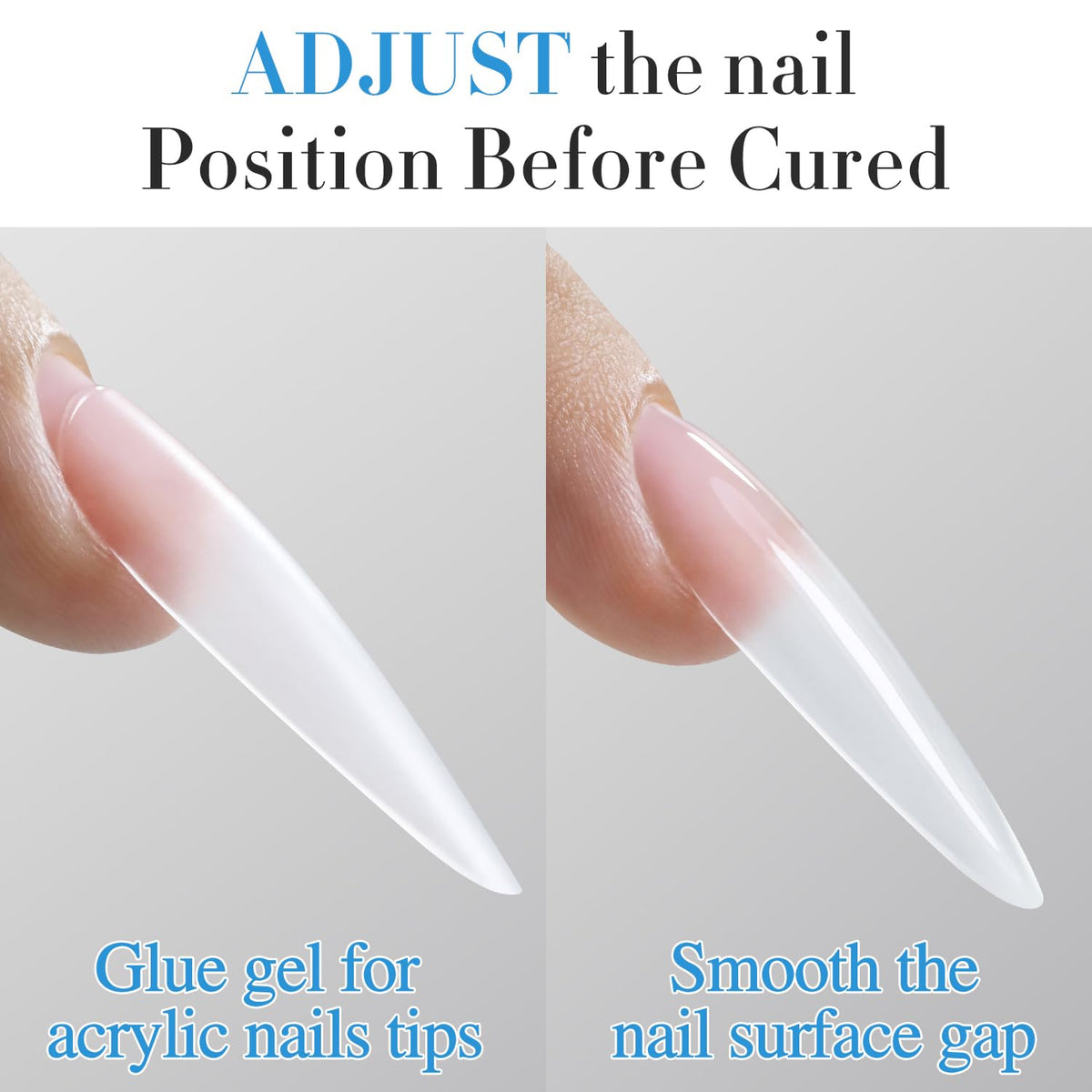 Double Rhythm 2PCS 0.5Oz Nail Glue Gel for False Acrylic Nail Tips and Press on Nails Gel Glue Nail