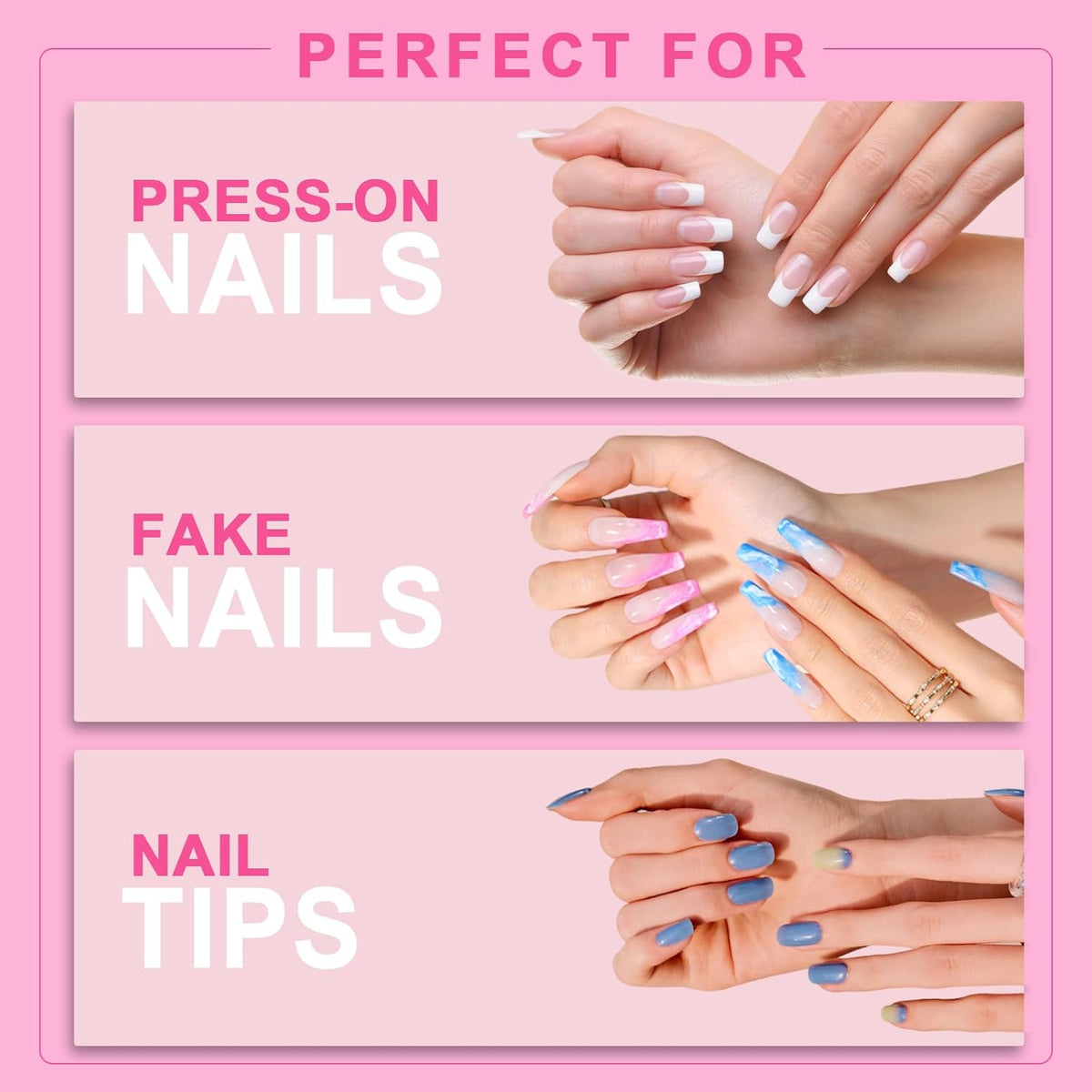 Super Strong Nail Glue for Press ons,Nail Tips&Acrylic Fingernails(10ml) New Version Brush Tip