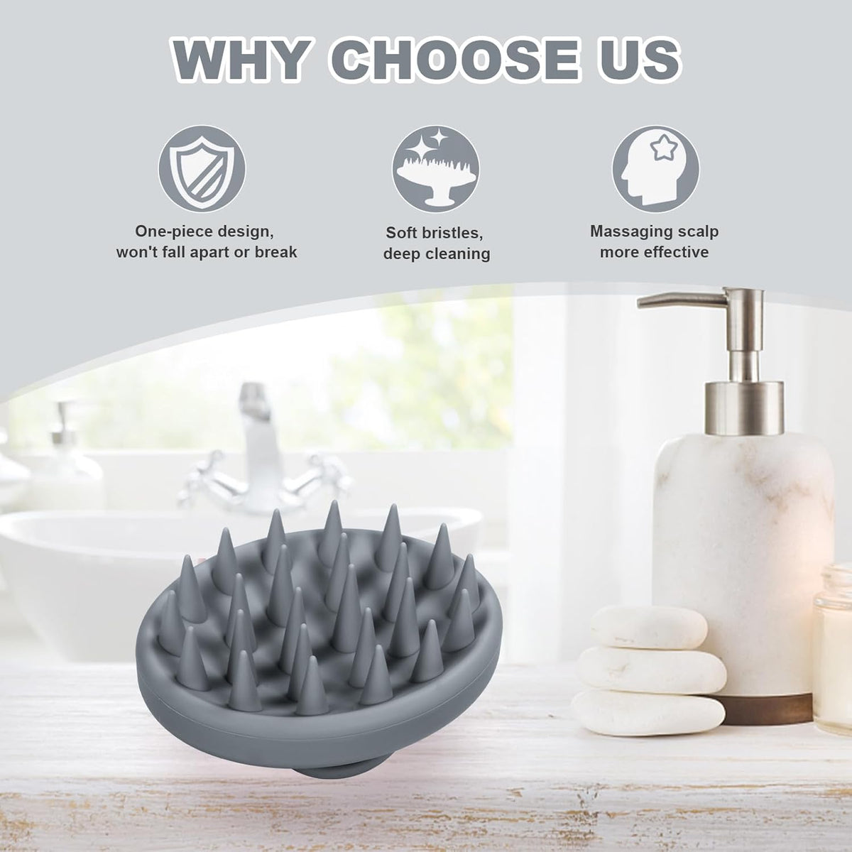 Silicone Scalp Massager, Scalp Scrubber for Hair Growth with Soft Bristles, Scalp Exfoliator Brush