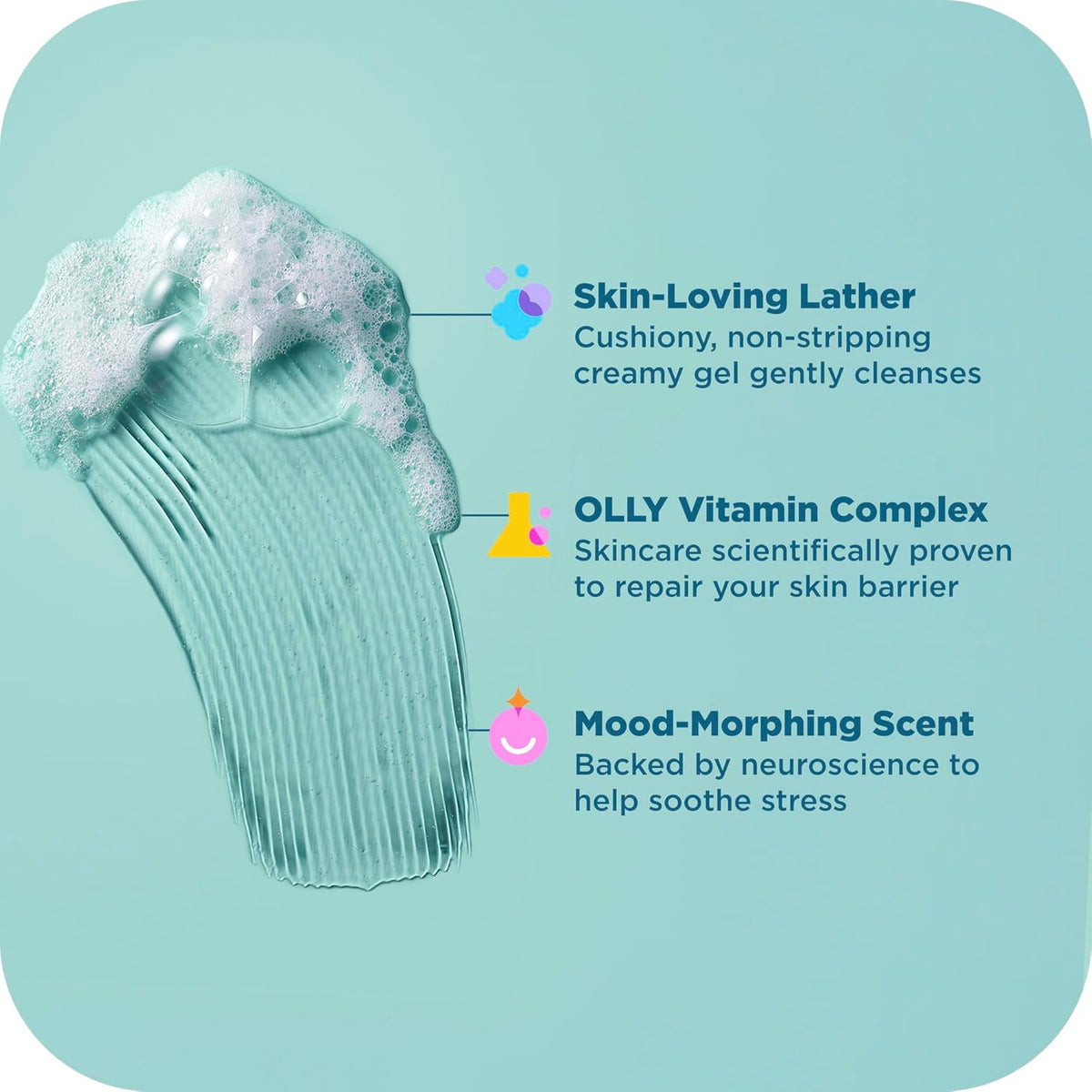 OLLY Calm Body Wash with Hyaluronic Acid, Adaptogens & Vitamin B3– Nourishing Cleanser for Skin