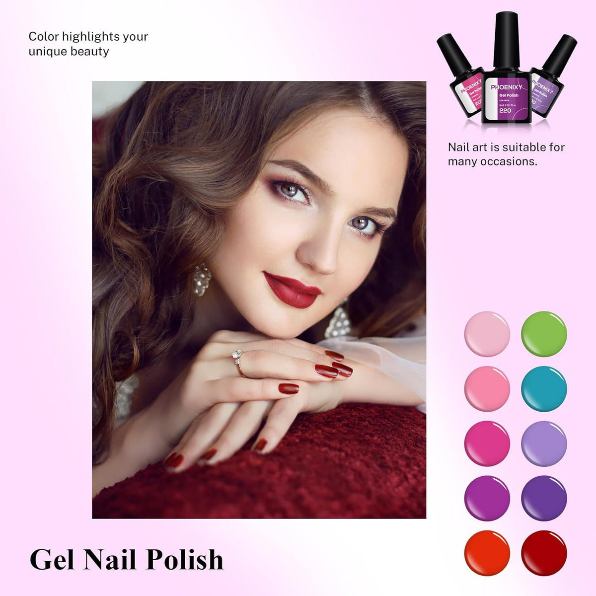 phoenixy 24 PCS Gel Nail Polish, Purple Colors Gel Nail Polish Set Nail Polish Set with Base Glossy