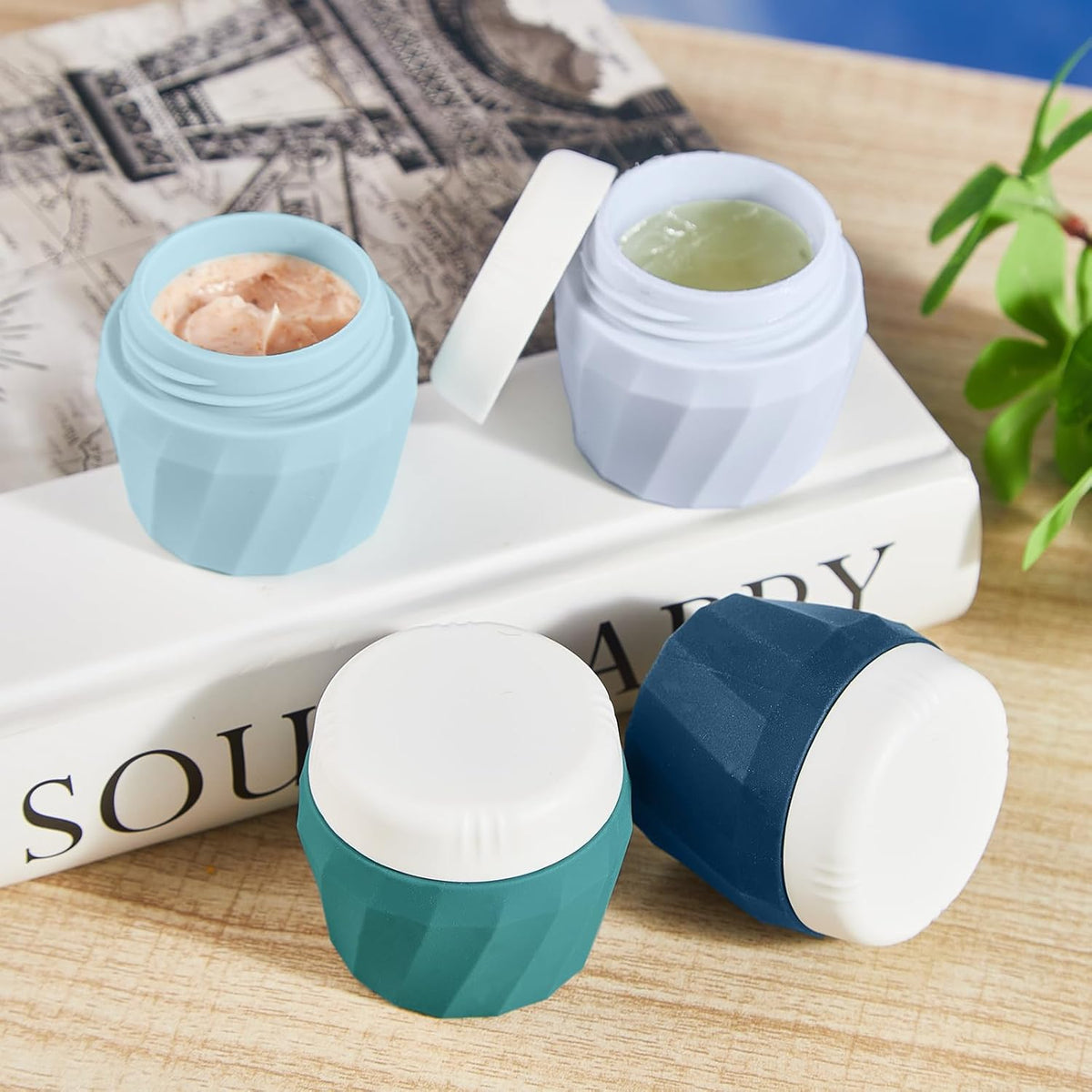 Travel Containers for Toiletries, Premium Silicone Cosmetic Cream Jars, TSA Approved Leak-Proof