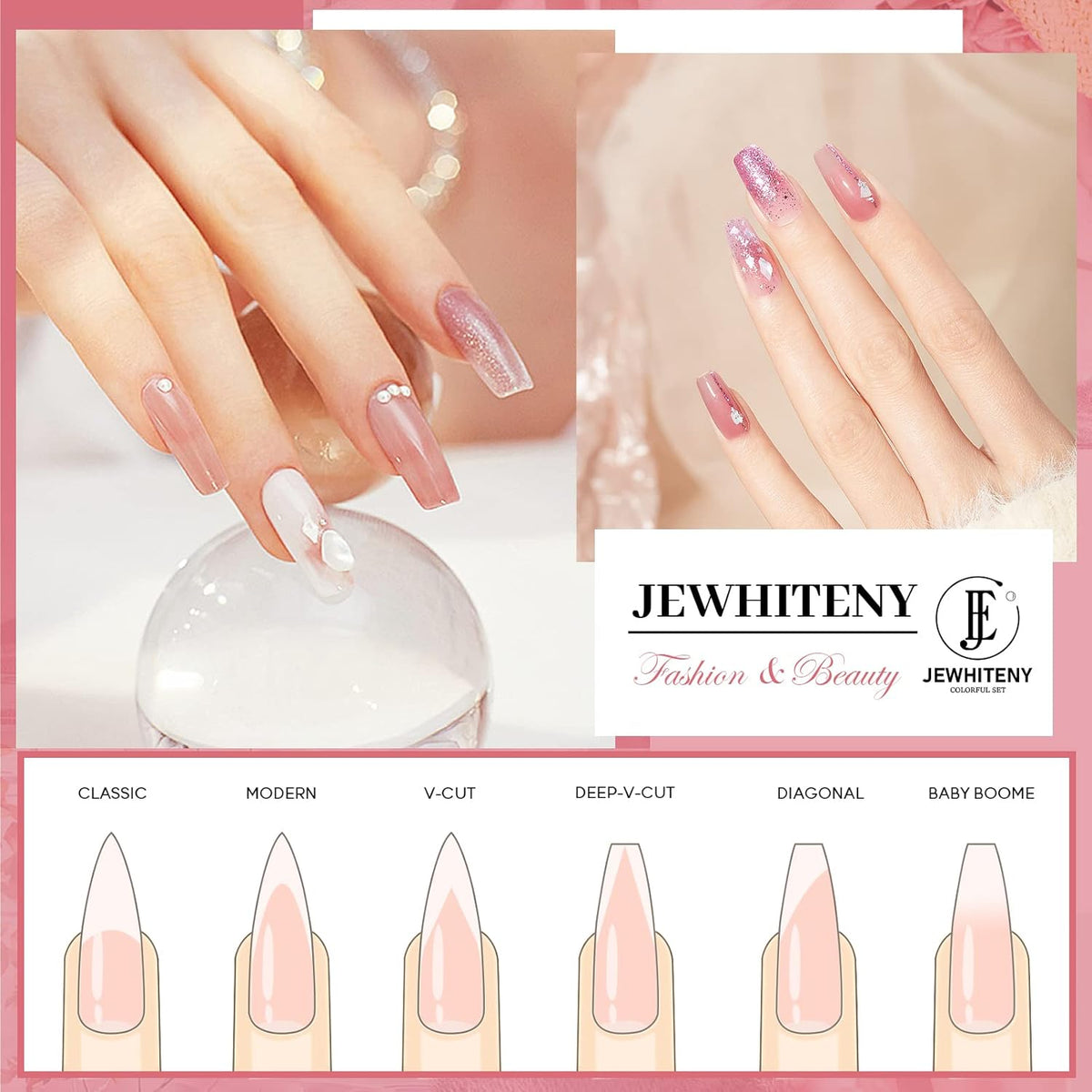 JEWHITENY 14 PCS Poly Nail Gel Kit Poly Extension Gel Kit Starter Kit With Slip Solution
