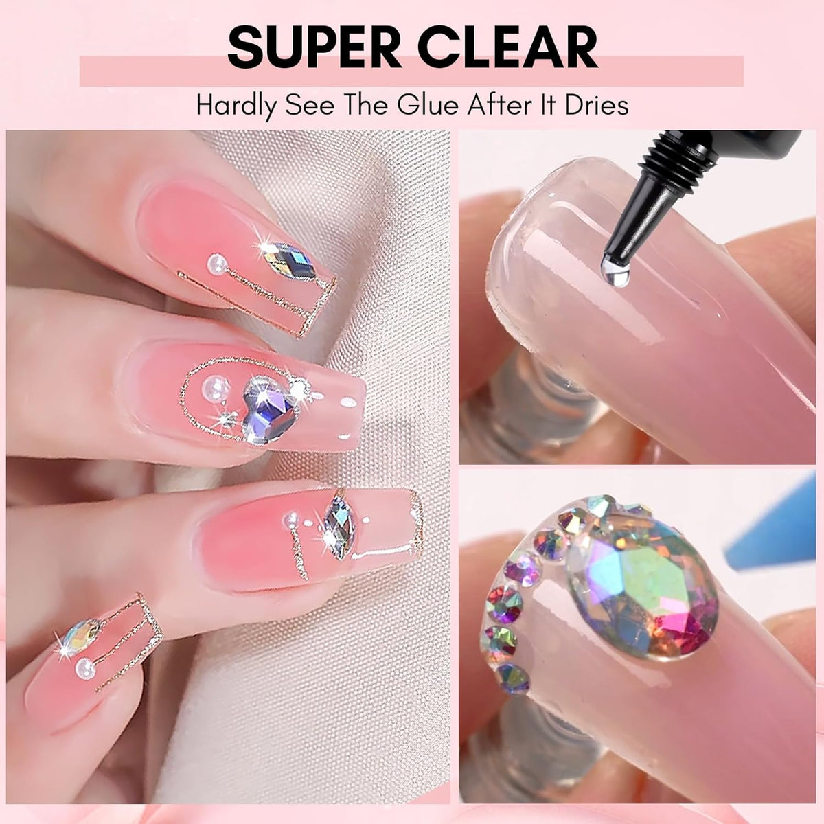 Makartt Nail Rhinestone Glue, Super Strong Gel Nail Glue for Rhinestones, 3D Art Design Charms and