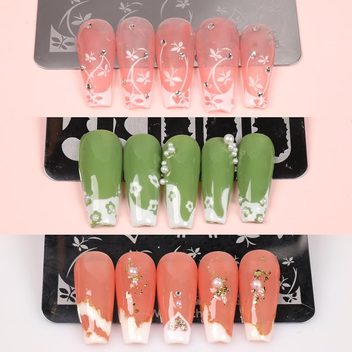 French Tip Nail Stamping Plate- 10 pcs Nail Stamper Kit Silicone Nail Stamper French Nail Stamp