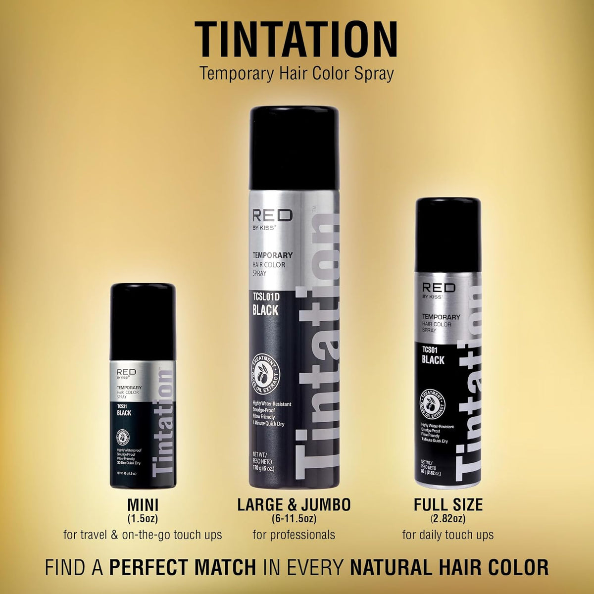 Red by Kiss Tintation Temporary Hair Color Spray, Instant Gray Root Touch Up Coverage