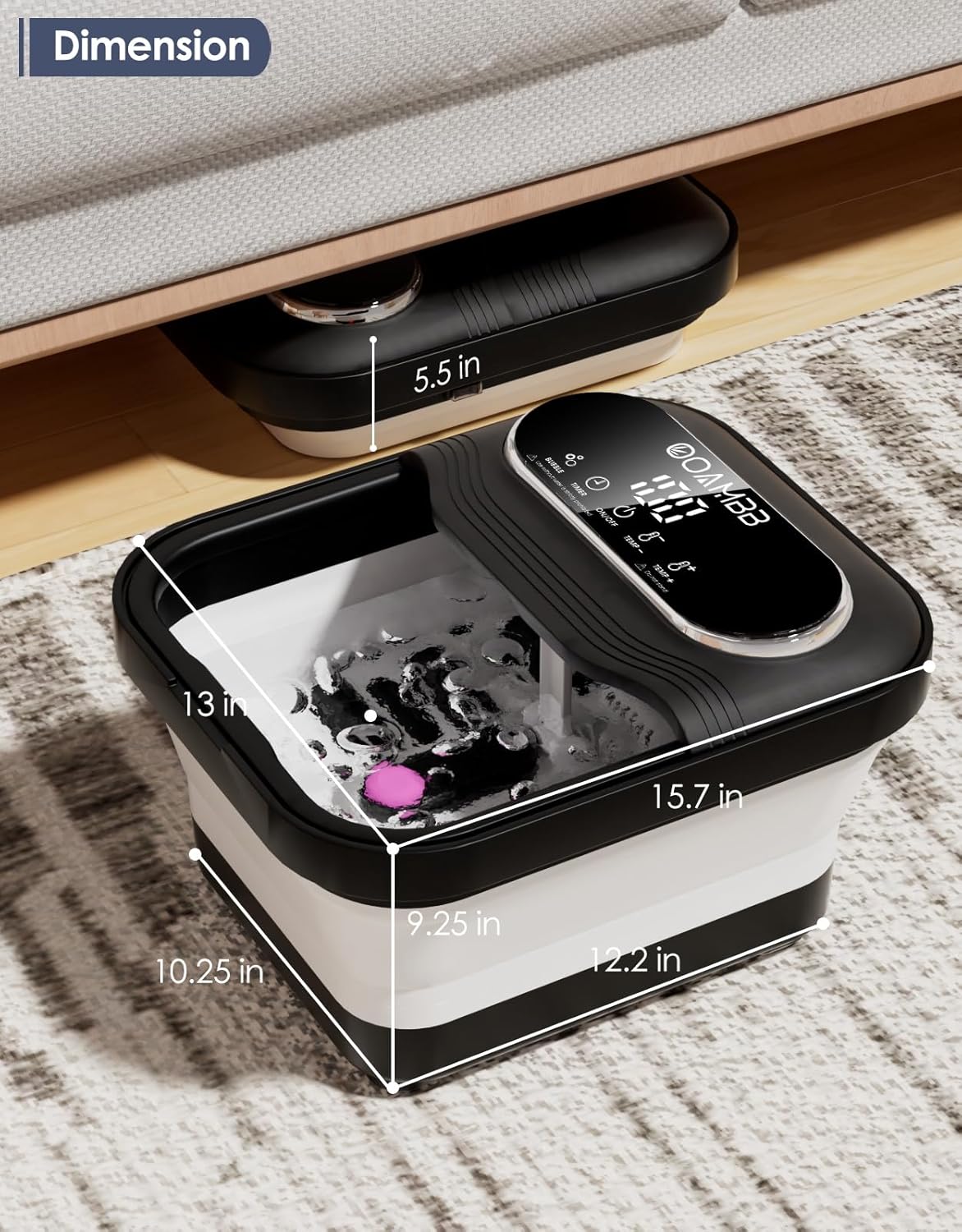 Collapsible Foot Spa with Heat, Bubble and Temp Control, Foot Bath Massager with XL Touch Screen