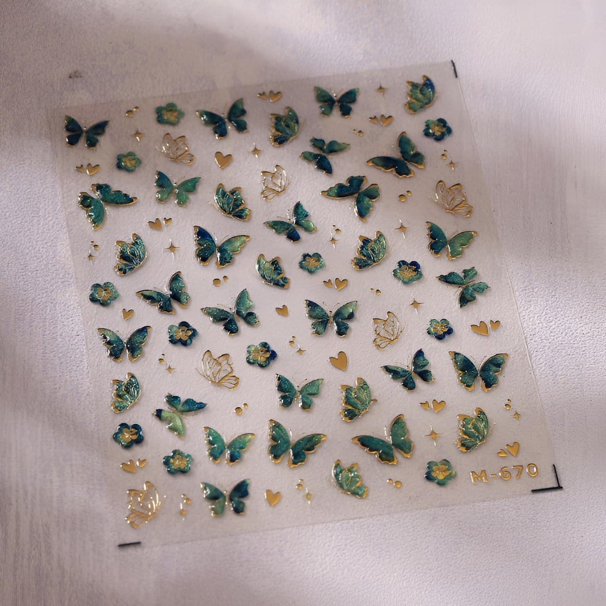Butterfly Nail Stickers for Nail Art 5D Embossed Flower Nail Art Stickers Green Red Gold Butterfly