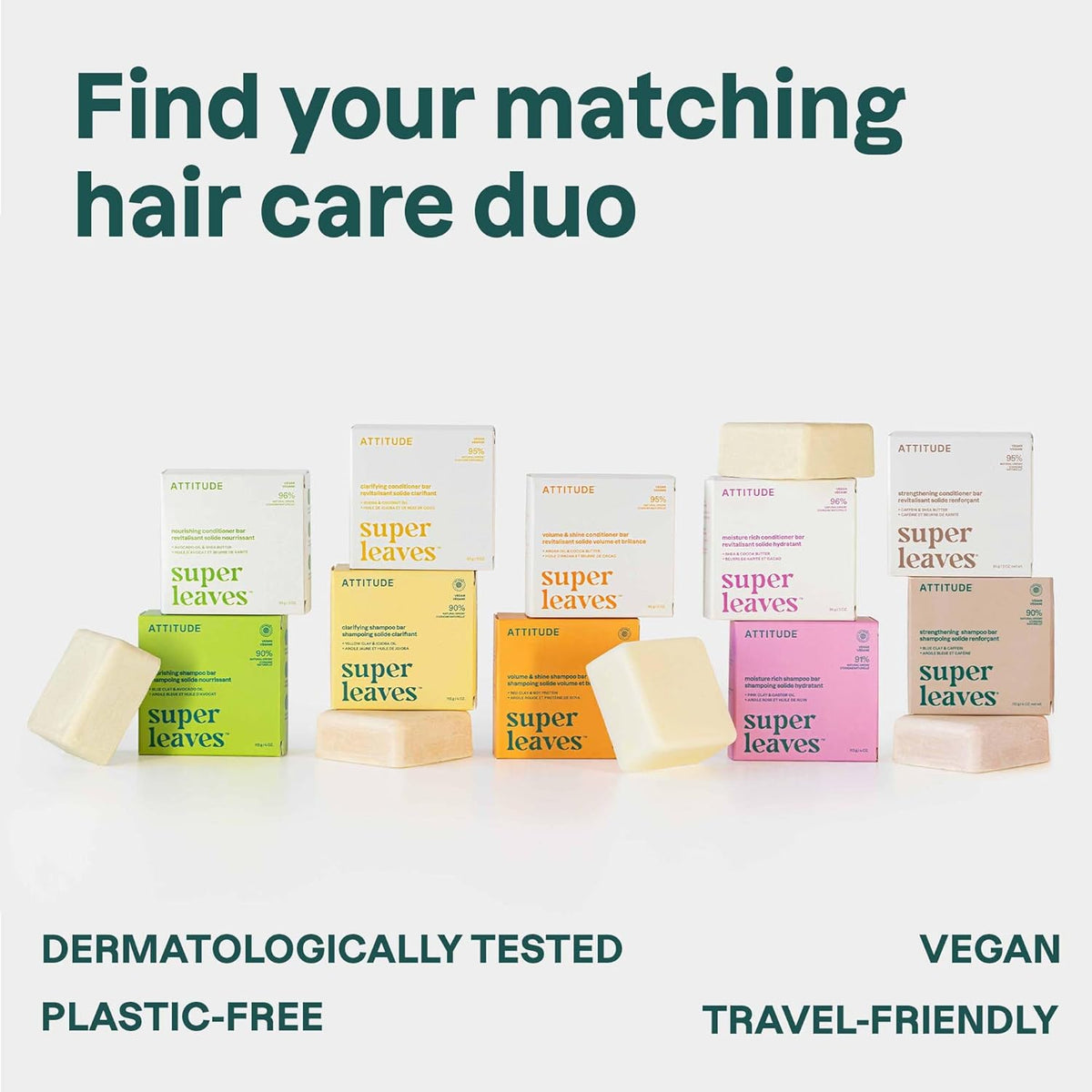 ATTITUDE Volume & Shine Shampoo Bar, Natural Origin, for Thin and Flat Hair, Soy Protein & Red
