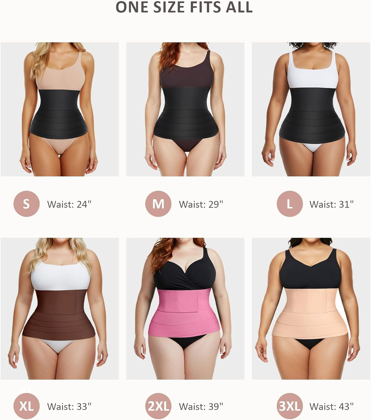 FeelinGirl Waist Trainer for Women Bandage Wrap Trimmer Belt Long Torso Tummy Wraps Belly Body
