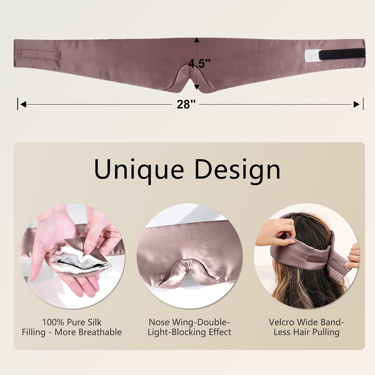 ZIMASILK 100% 22 Momme Mulberry Silk Sleep Mask - Full Silk Filled, Ultra-Soft & Breathable
