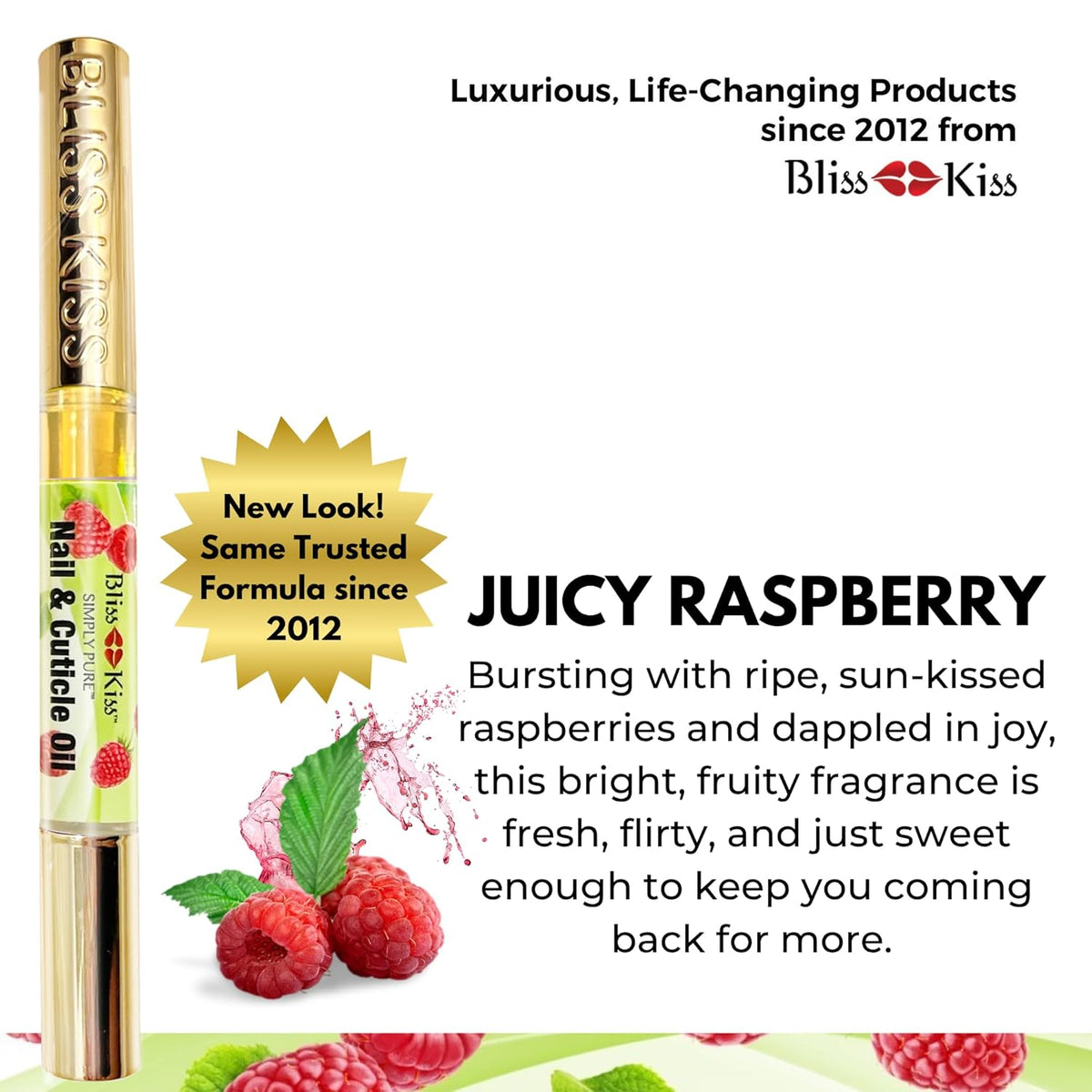 Bliss Kiss | 4 Juicy Raspberry | Oil Cuticle Pen w/Vitamin E & Jojoba⏤Nail Strengthener Nail Growth