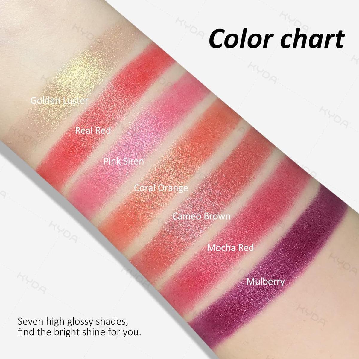 KYDA 2 Colors Shimmer Lipstick, Metallic Pearl Lipstick, Lasting Non-sticky Glitter Lips Color