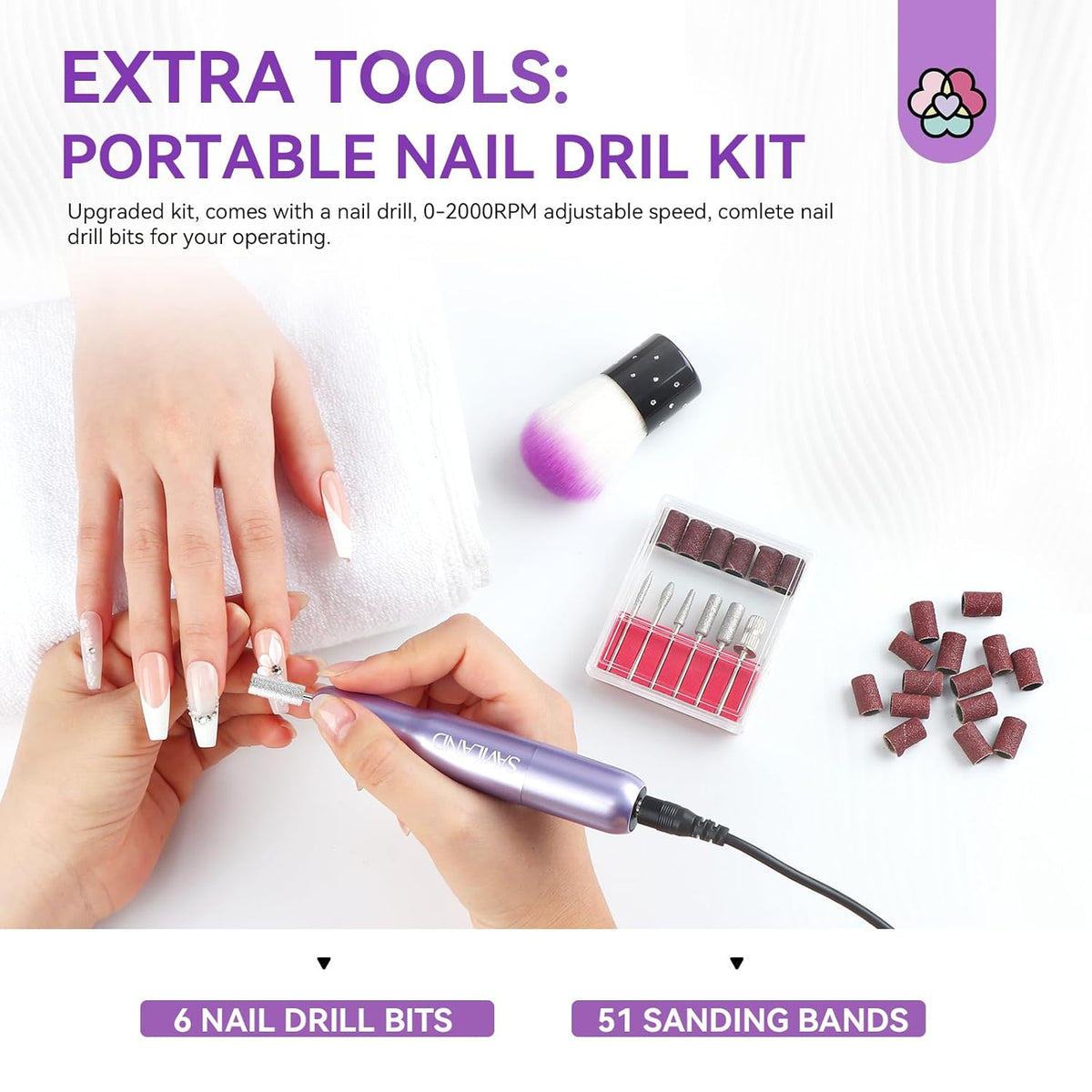 SAVILAND Builder Nail Gel Set with Nail Drill - 3 Pcs Hard Gels(VE&VB5&Kerain) Clear Pink Nudes