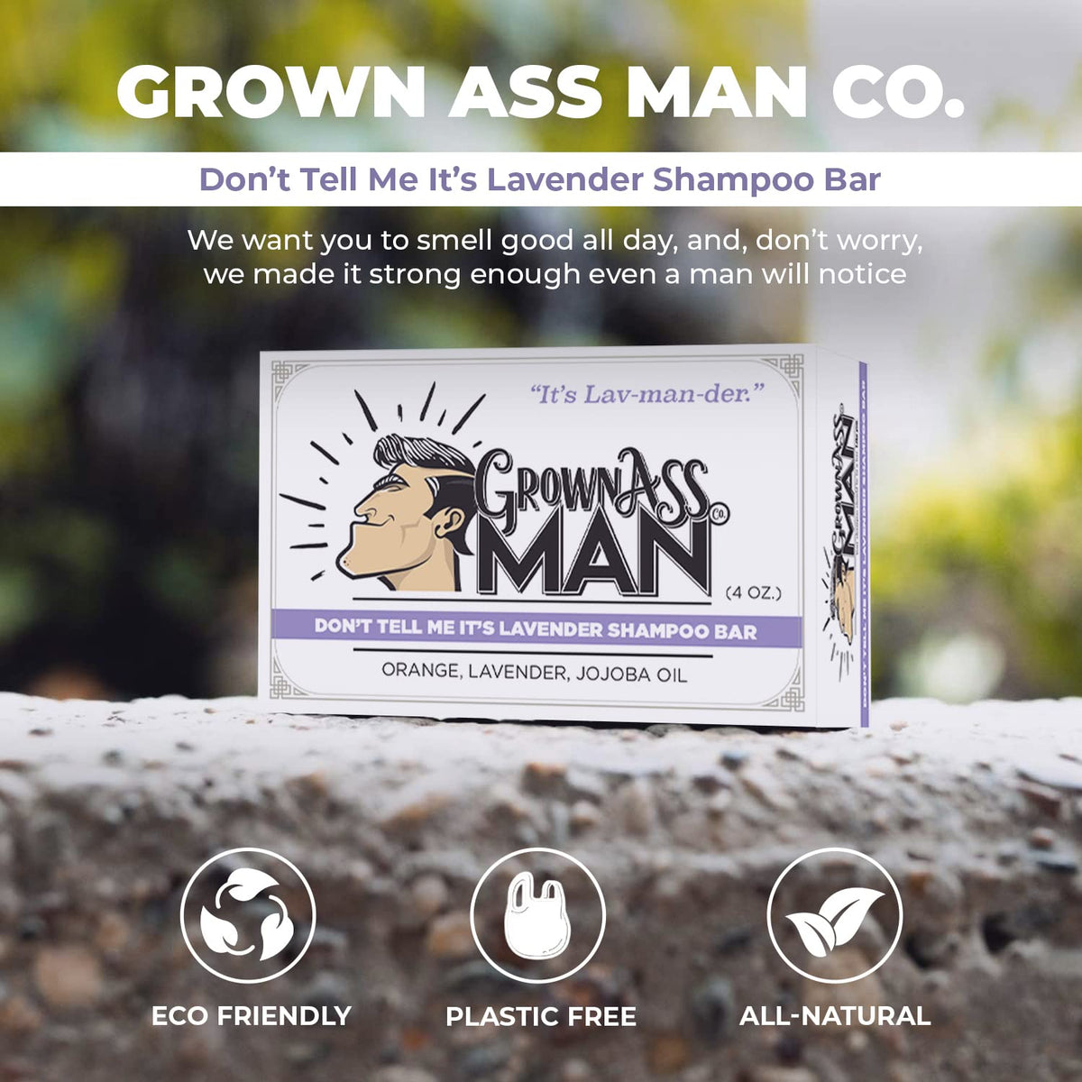 Solid Shampoo Bar Rich Lather 3 in 1: Hair, Beard & Body Wash - Plastic Free & Eco-Friendly