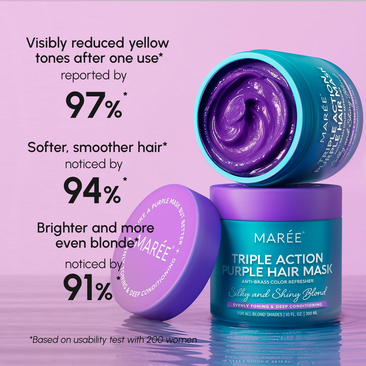 MAREE Purple Hair Mask – Toner for Blonde Hair – Purple Conditioner for Orange Brassy Bleached