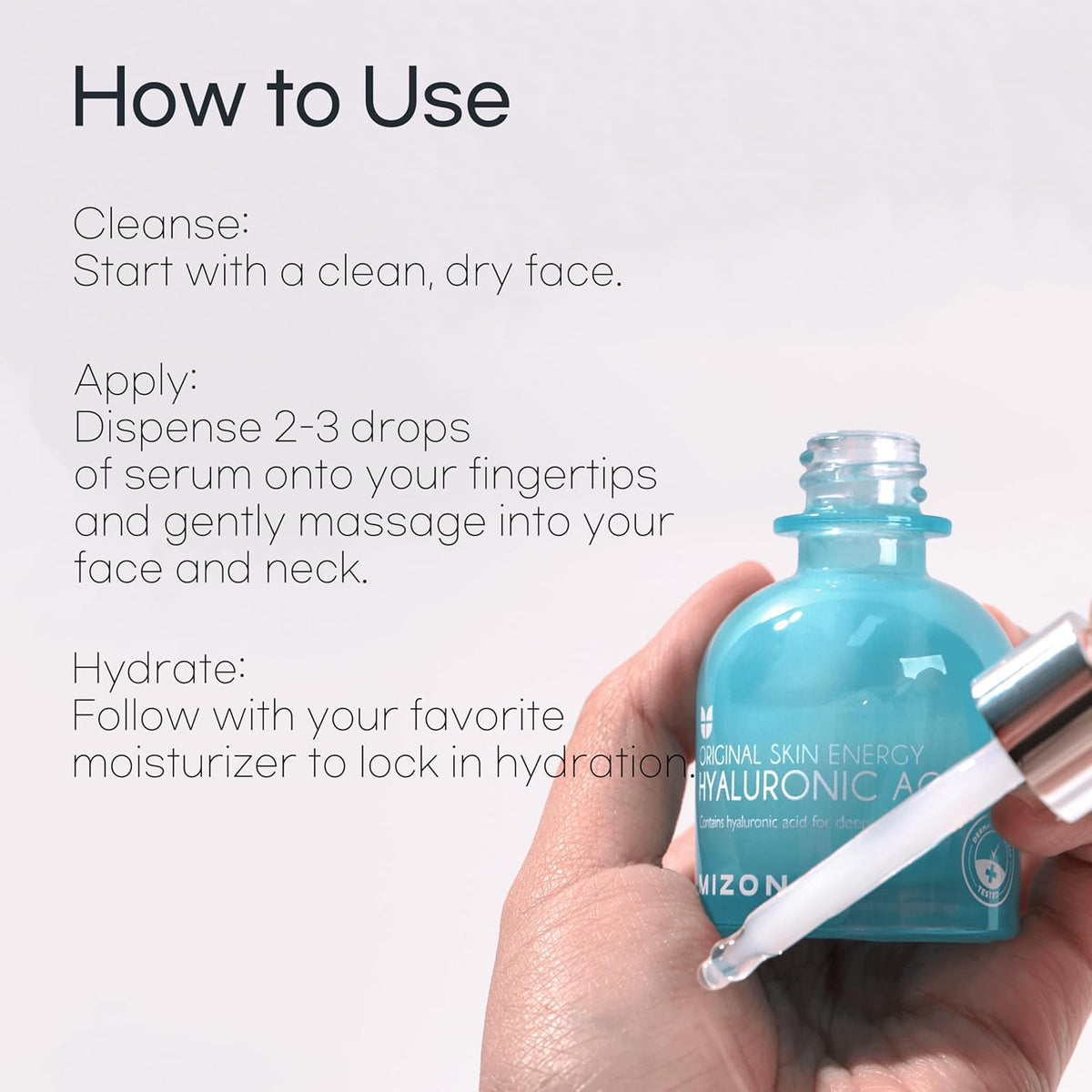 MIZON Hyaluronic Acid 100 Serum – Pure Hyaluronic Acid for Deep Hydration, Plumping & Skin Barrier