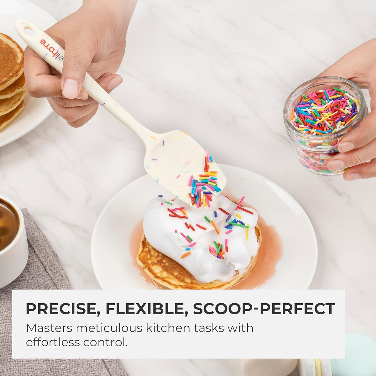 Elihome Mini Silicone Spoonula - Non-Stick Heat Resistant Silicone Scraper Spatula for Mixing