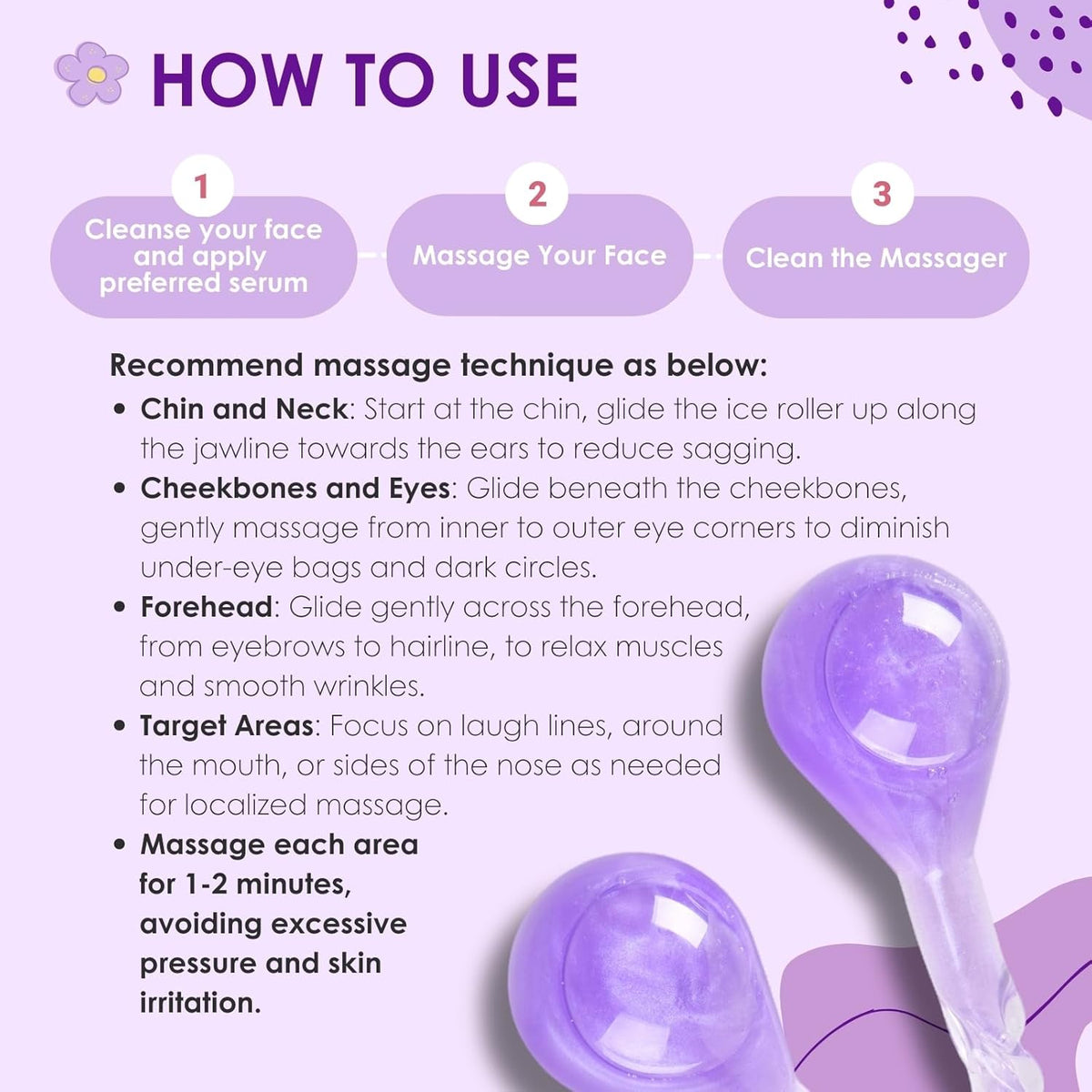 Ice Globes for Face and Eyes, Cooling Facial Massage Tool, Cryo Beauty Roller for Puffiness