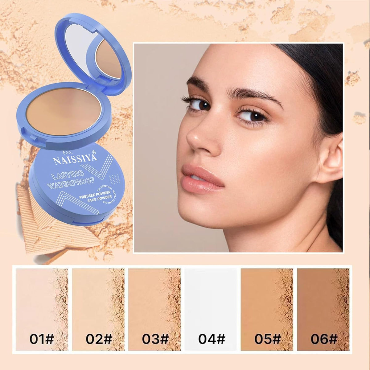 Oil Control Face Pressed Powder,Matte Smooth Flawless Setting Powder Makeup,Waterproof Long Lasting