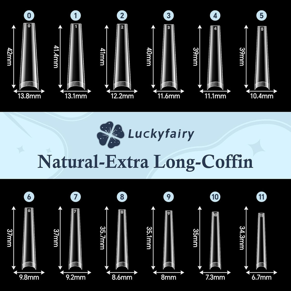 XXL Long Half Cover Coffin Nails Tips, 240 Pcs Clear Gel Acrylic Nails False Nail Tips Coffin, 12