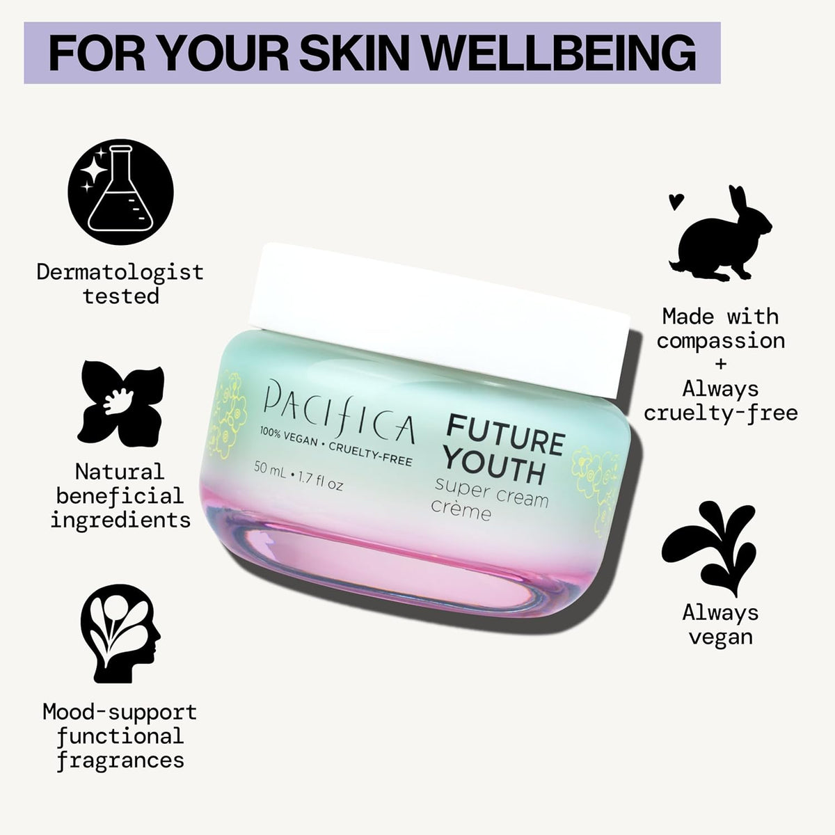 Pacifica Future Youth Super Cream – Daily Anti-Aging Moisturizer for All Skin Types, Lightweight