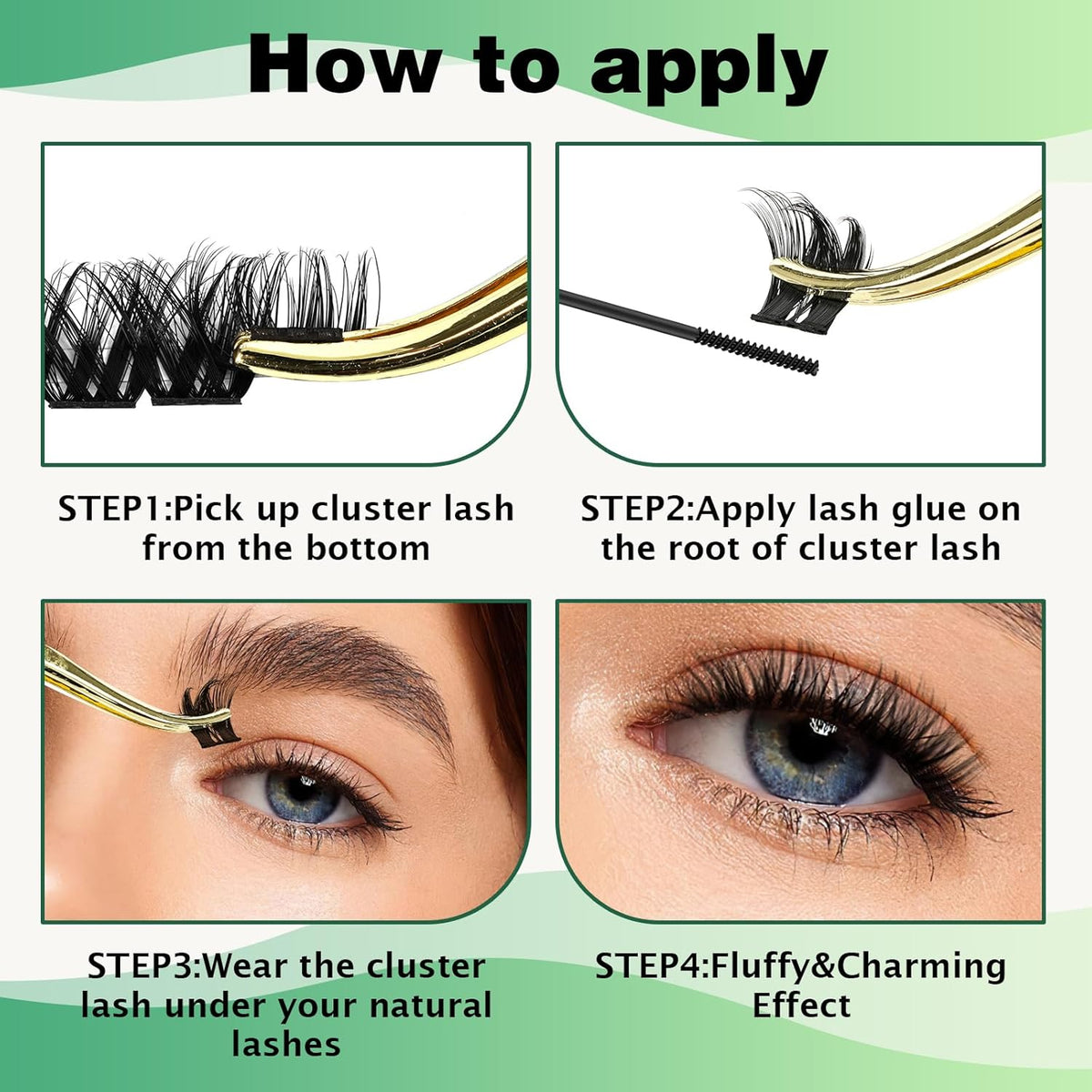 Lash Clusters,96 Pcs Cluster Lashes Y07 D Curl 8-18MIX DIY Lash Extensions Eyelash Clusters,KEYYOU