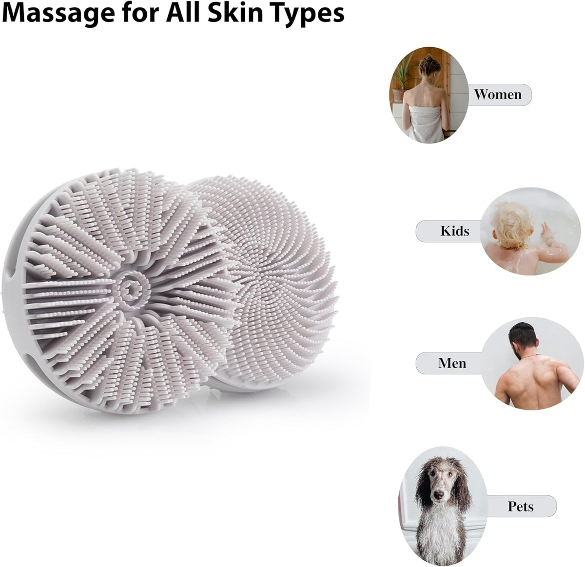 2 PC Silicone Exfoliating Body Scrubber, Silicone Body Shampoo Brush, Soft Silicone Loofah for