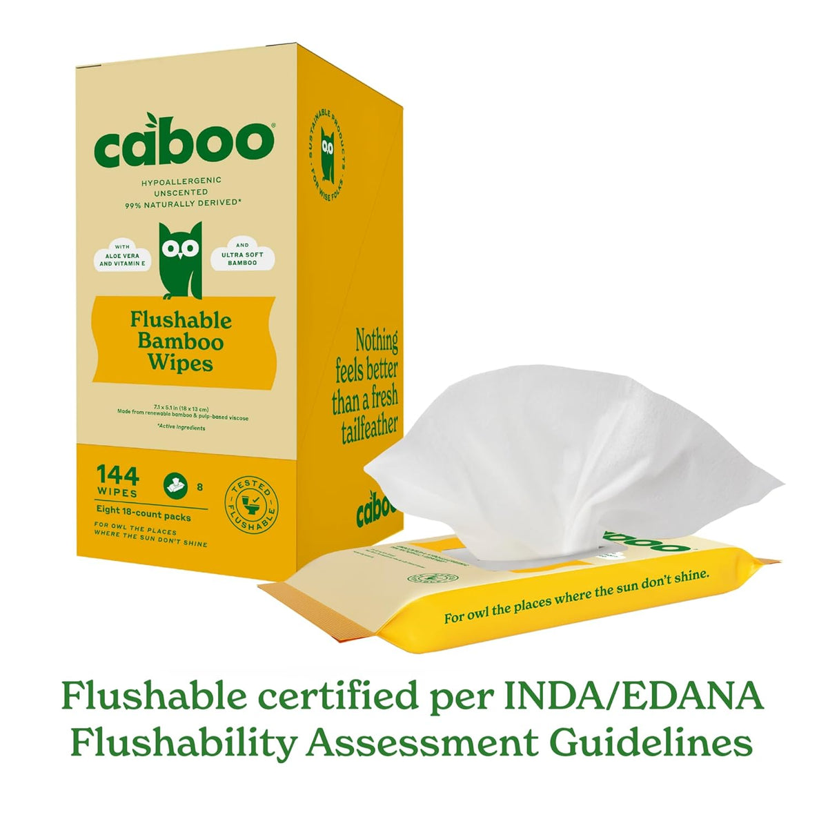 Caboo Tree Free Flushable Wipes, Travel Wipe, Certified Flushable, Septic Safe, Biodegradable Wipe