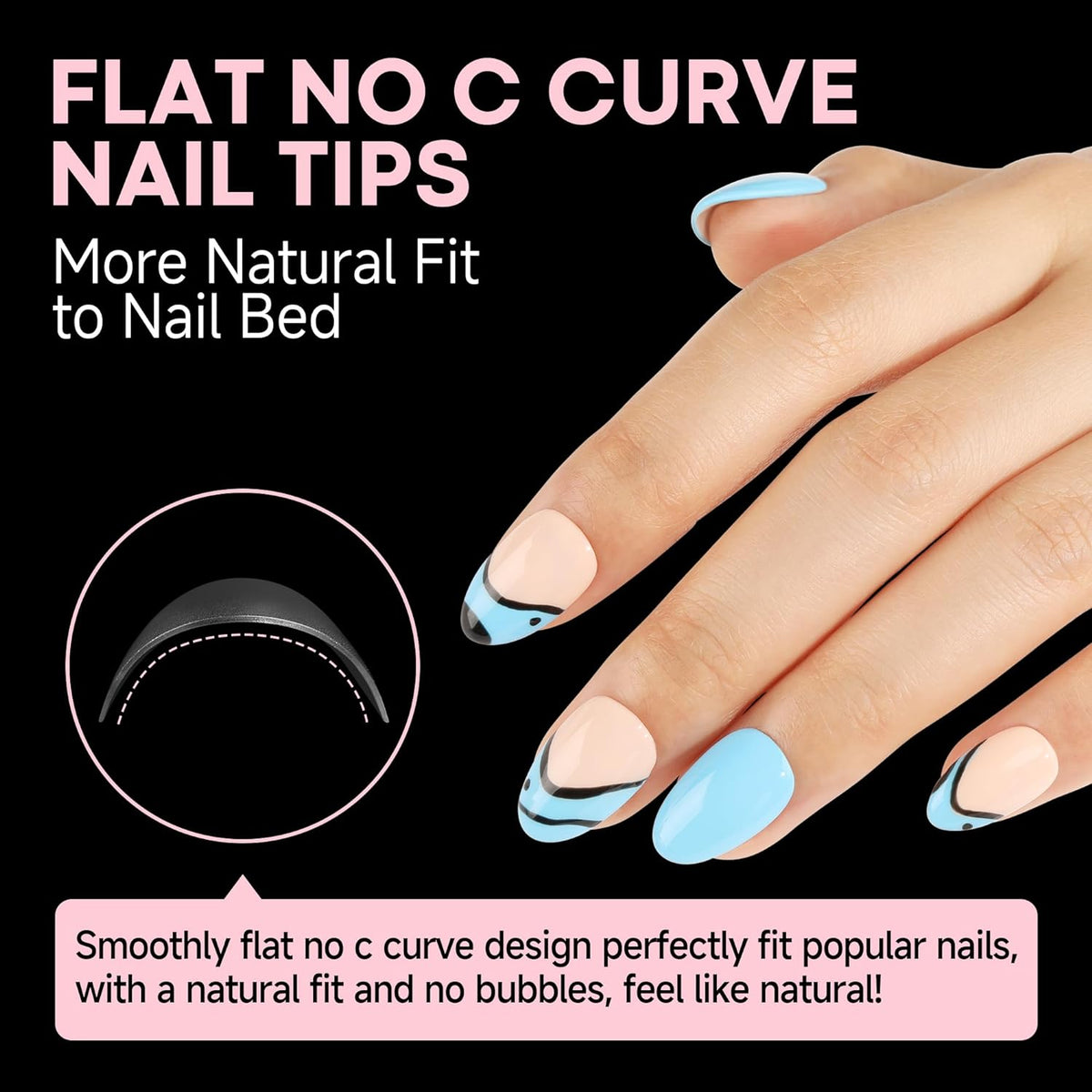 UNA GELLA Almond Gel Nail Tips Short: Half Cover Almond Shape Nail Tips Matte 216pcs Clear Gelly