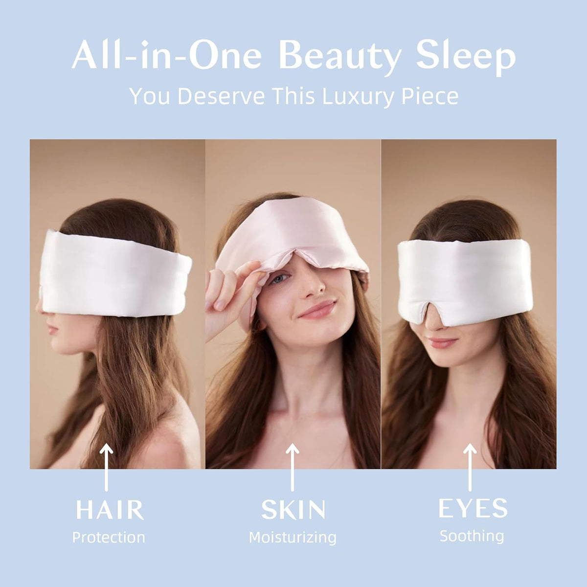 Silk Sleep Mask for Women and Men, Side Sleeper, 22 Momme Pure Mulberry Silk Total Blackout 100%