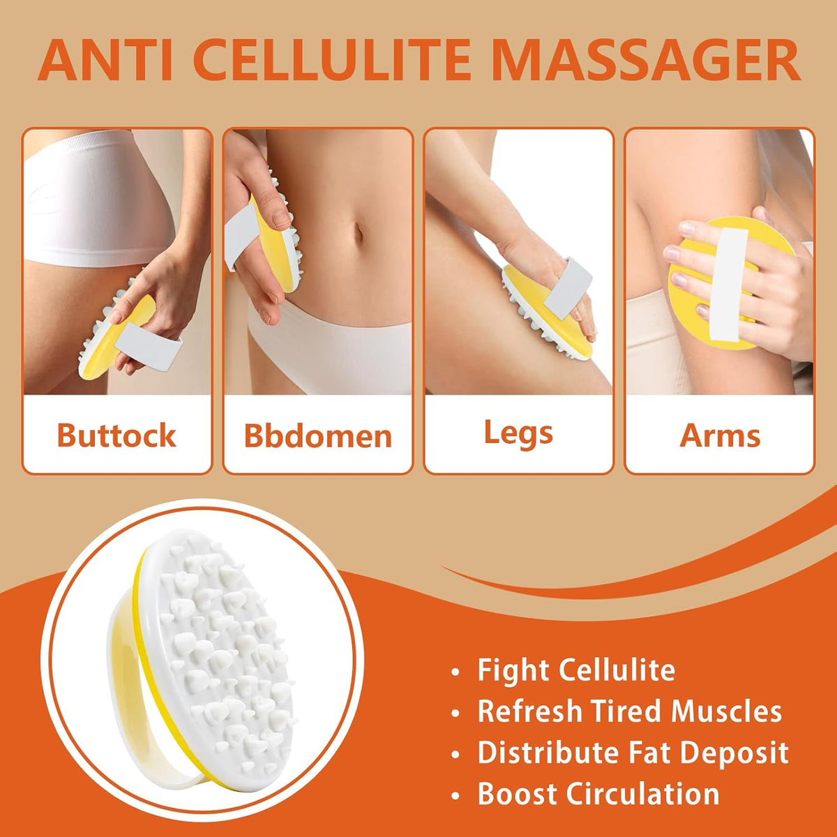 Anti Cellulite Massage Oil & Hot Cream Set with Massager, Natural Cellulite Remover, Oil & Massager