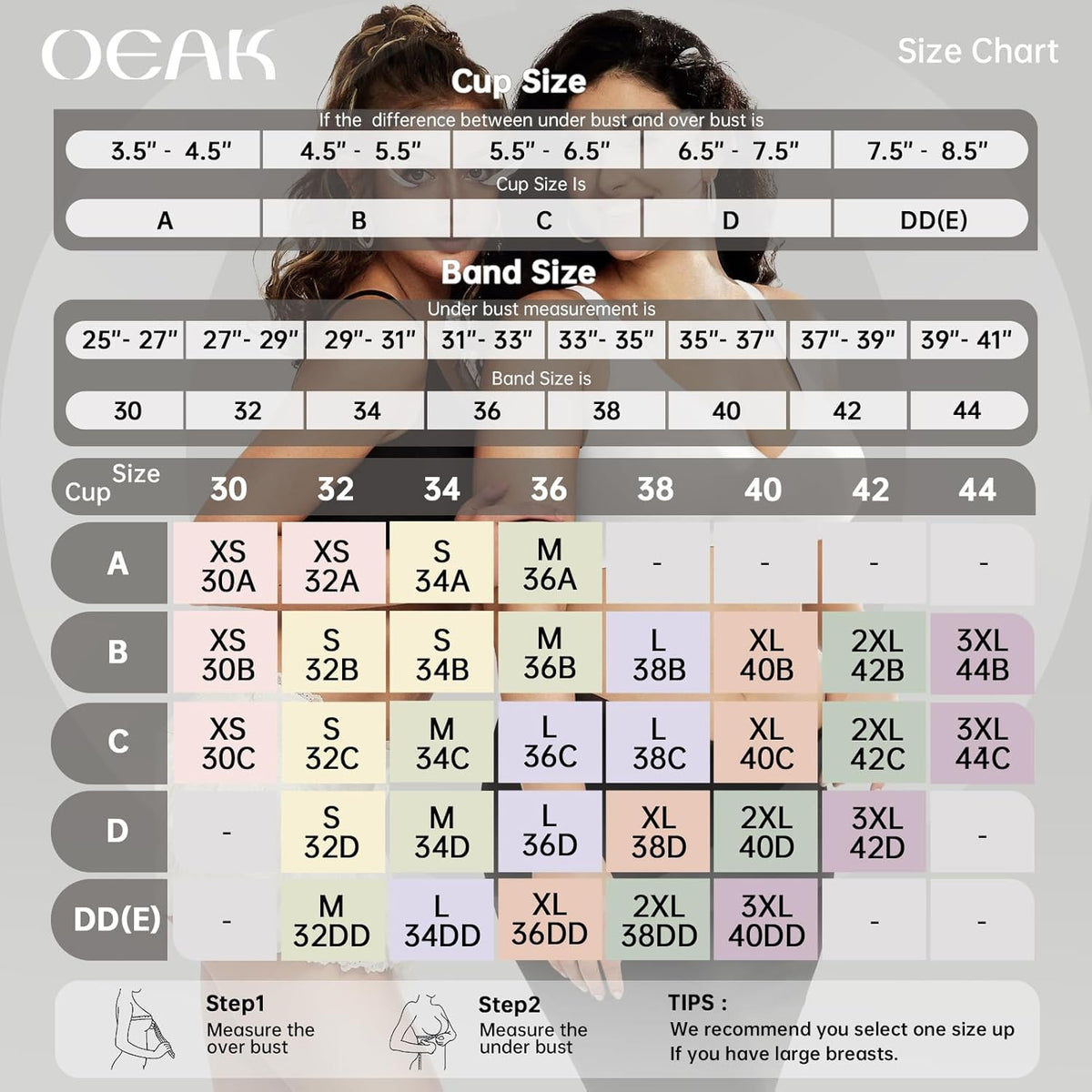 OEAK Womens Deep V Bras Wireless Comfortable Bra Supportive No Underwire Bras Tshirt Push Up