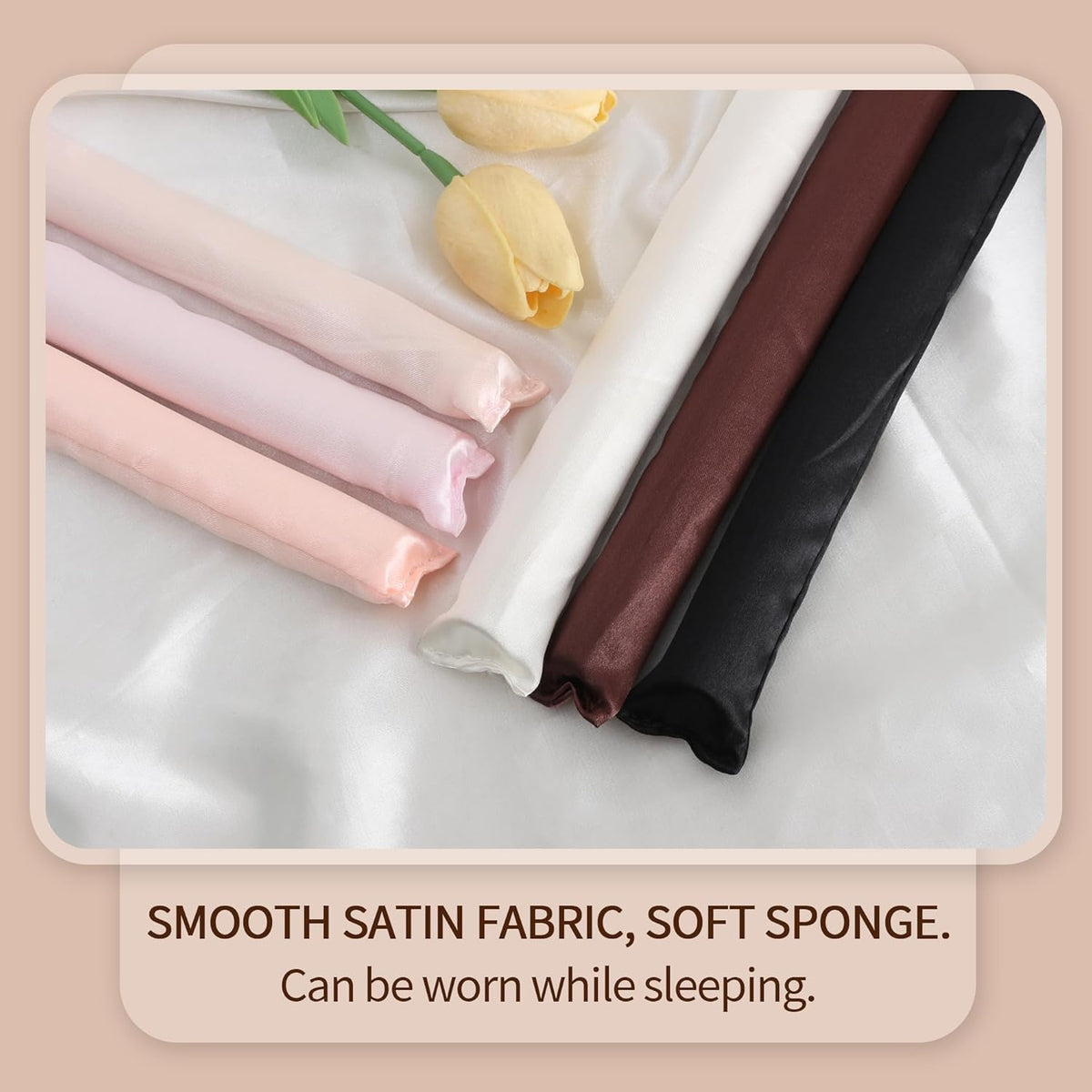 Satin Covered Overnight Hair Curlers, Flexi Rods for Heatless Sleep-in Curls, Curling Rods for