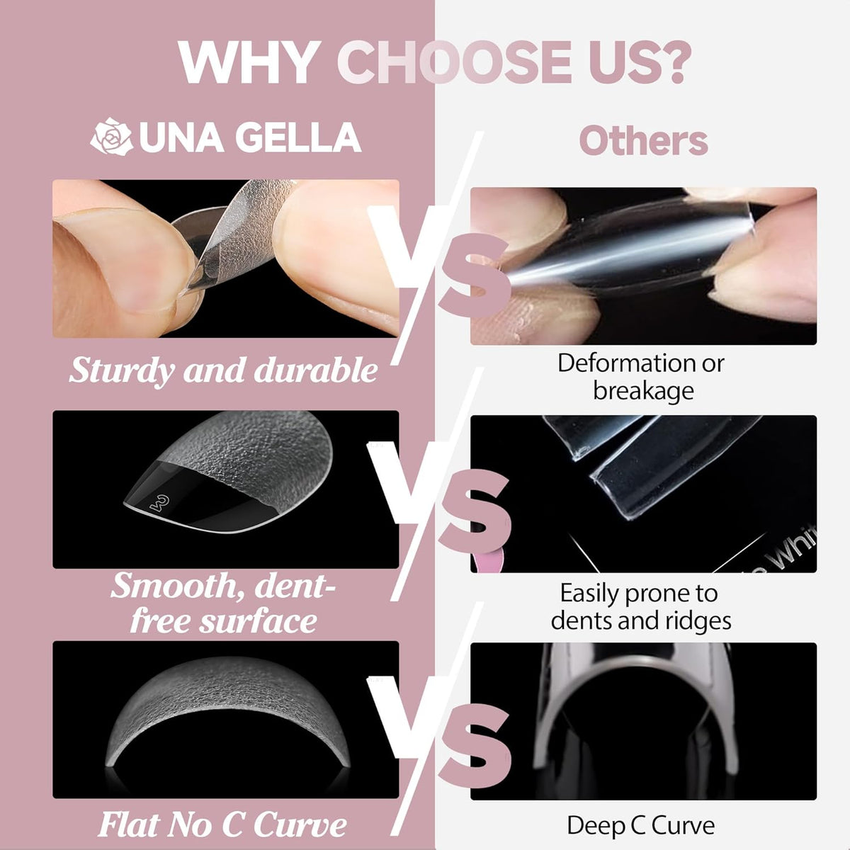 UNA GELLA Oval Round Nail Tips Half Matte 504pcs Short Oval Round Gel Nail Tips Easily Nail