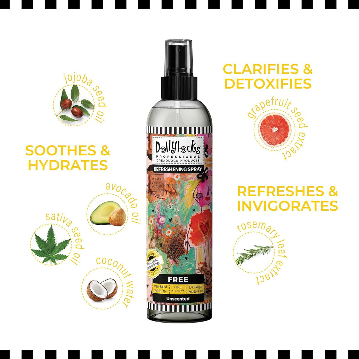 Dollylocks Refreshening Spray – Residue-Free Dreadlock & Loc Moisturizer Spray, Plant Based