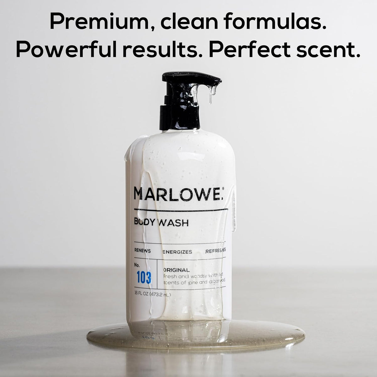 MARLOWE. No. 103 Body Wash 16 oz Pump, Original, Energizing & Refreshing Shower Gel with Willow