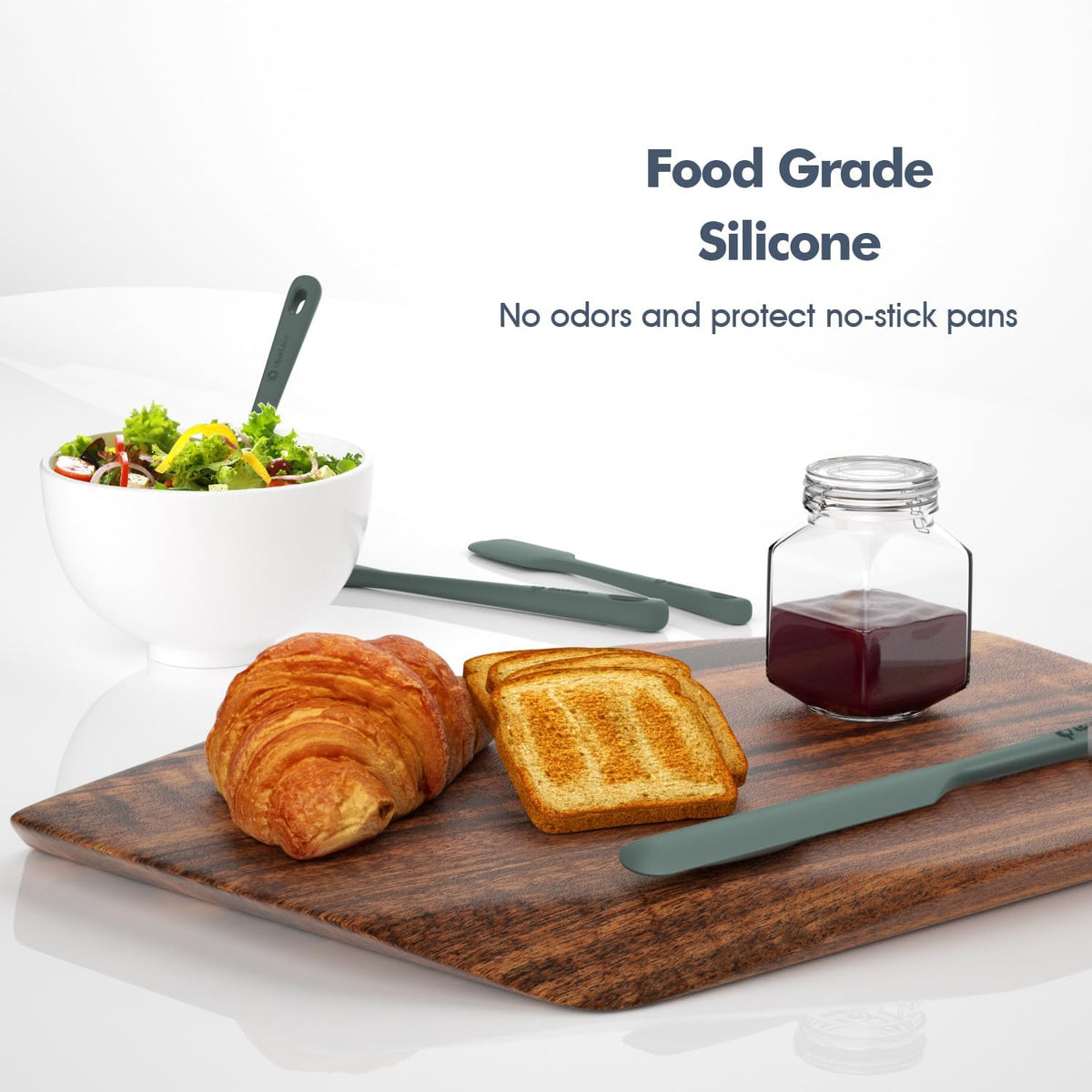 5 Pieces Silicone Spatula Set, Food Grade Rubber Spatula, Upgrade Strong Handle with Ergonomic