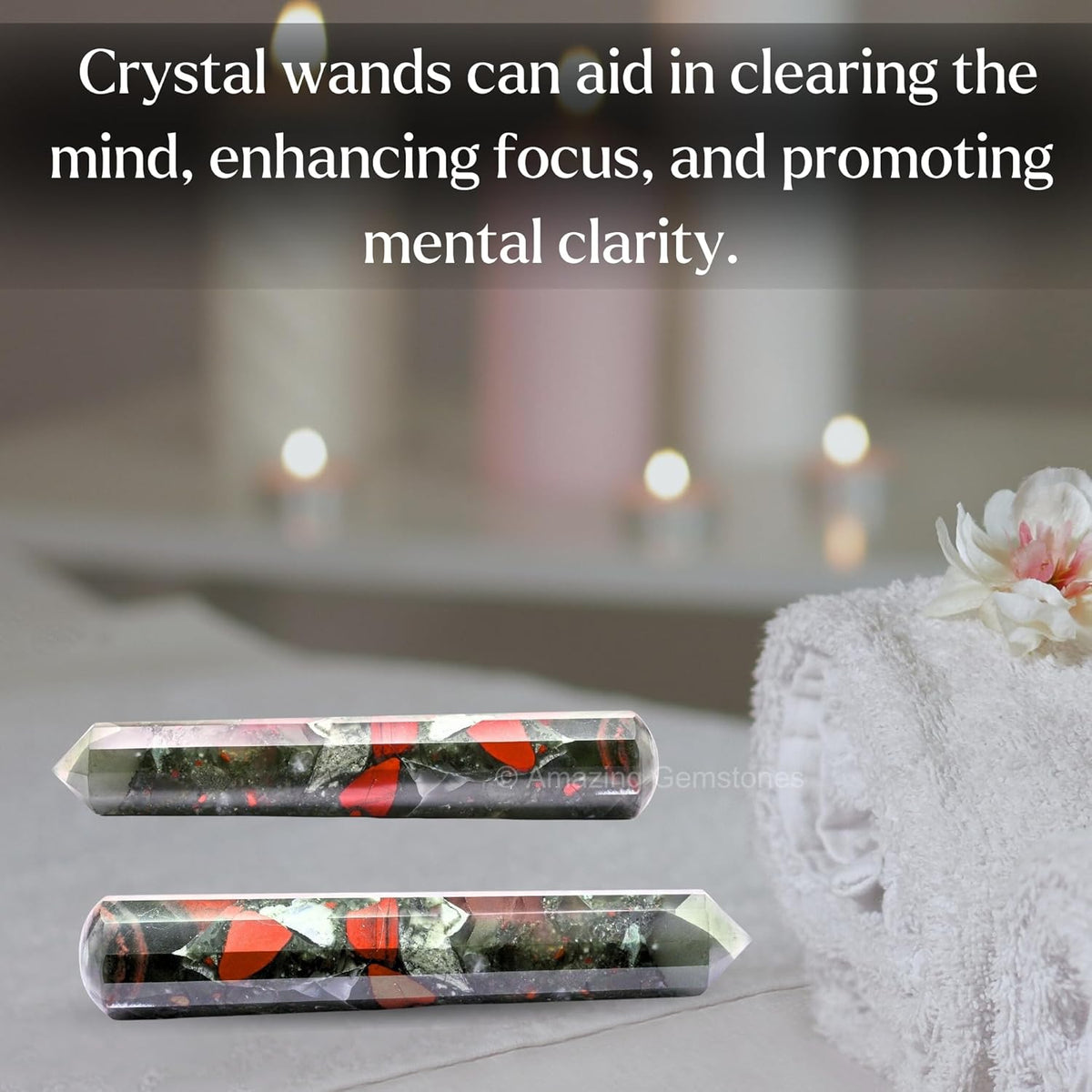 Amazing Gemstone African Bloodstone Crystal Wand Massage Stick - Pelvic Wand Gua Sha for Adults