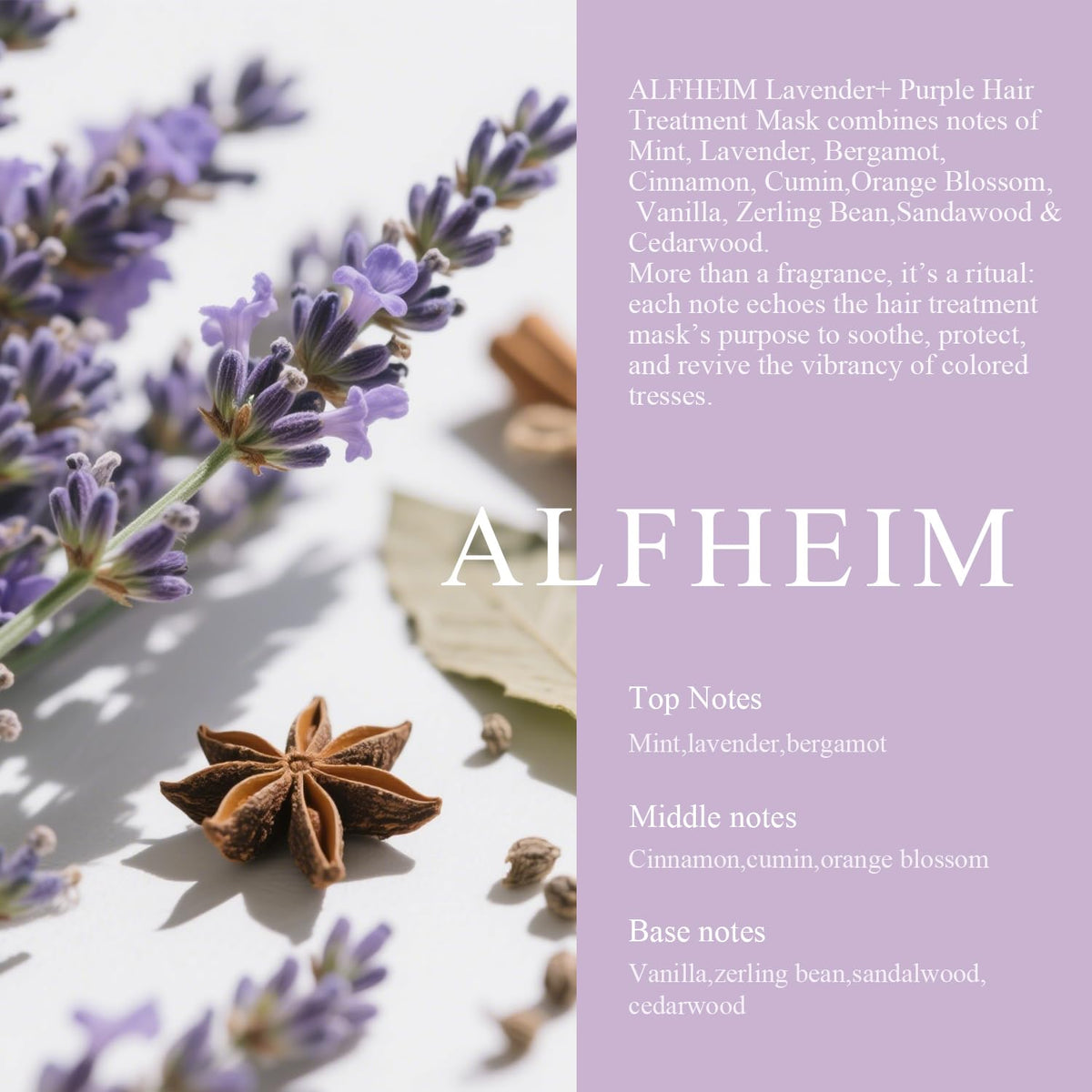 ALFHEIM Lavender Purple Hair Mask | Neutralizes Brass & Yellow Tones | Deep Moisturizing &