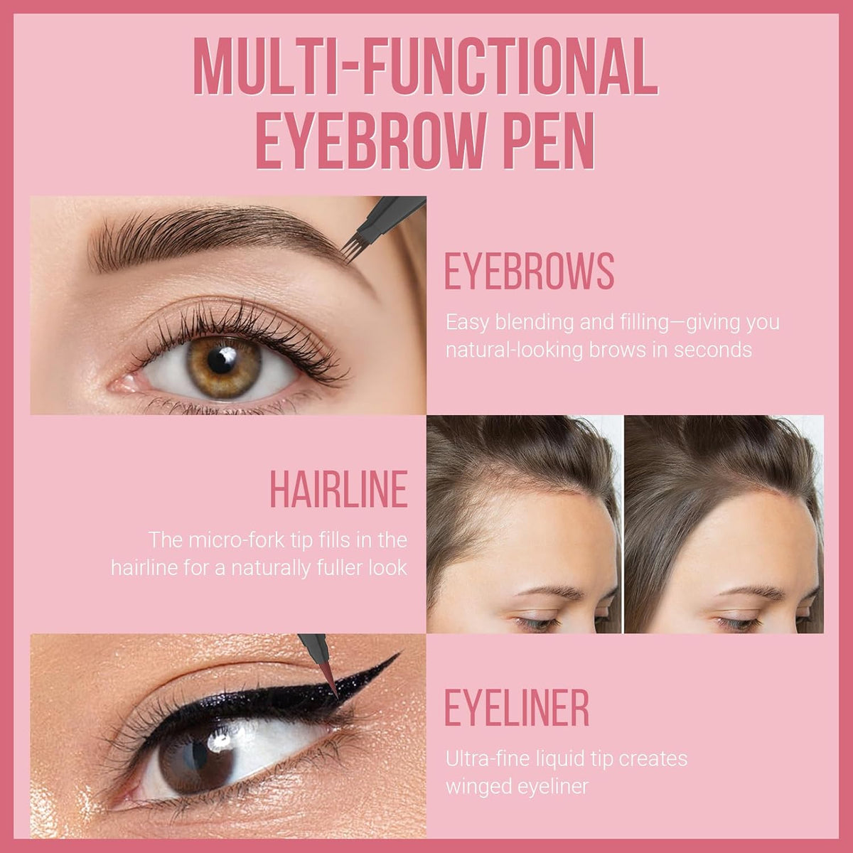 Eyebrow Pen - Microblading eyebrow pencil with Micro-Fork Tip & Precision Tip for Natural Brows
